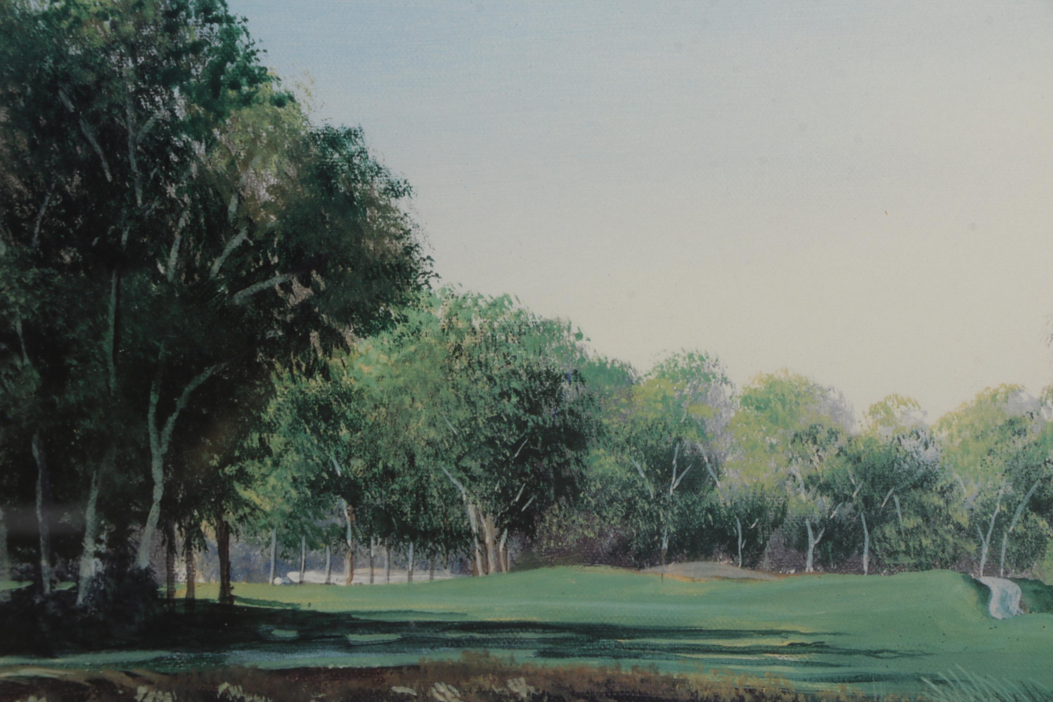 Golf Themed Prints Including Limited Edition Offset Lithograph After Bill Pendergrass