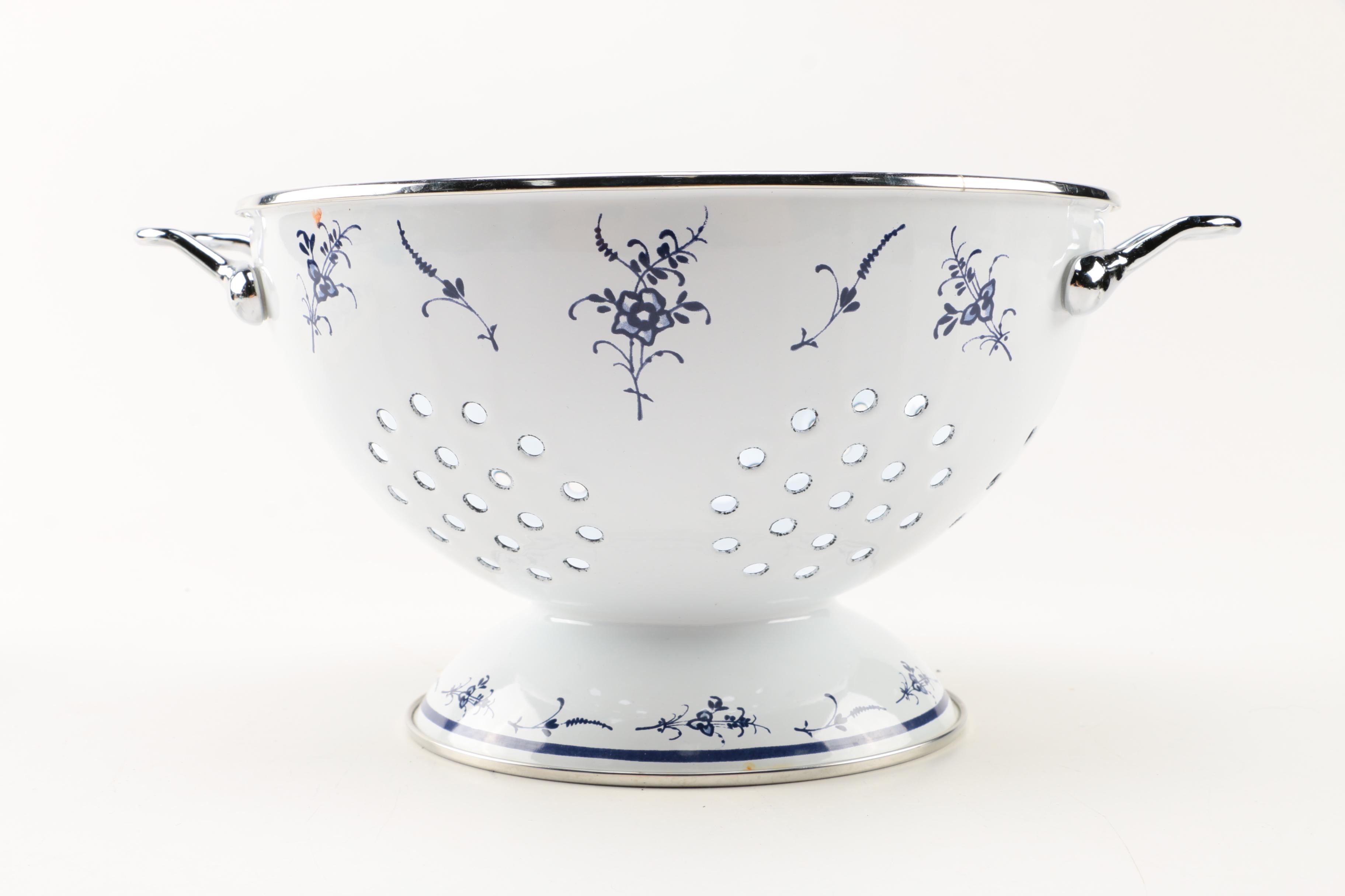 Villeroy & Boch Metal Colander and Milk Glass Refrigerator Dishes