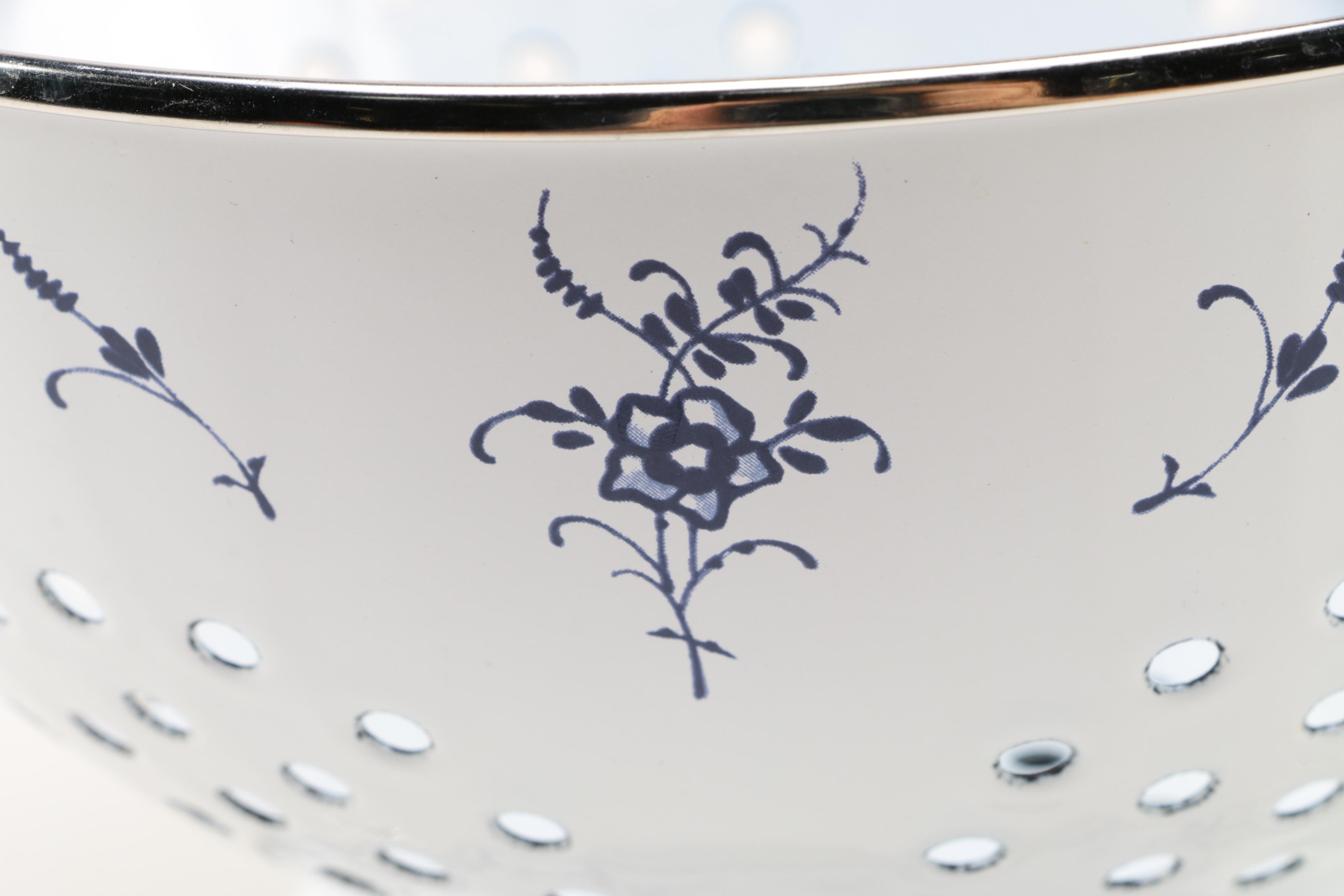 Villeroy & Boch Metal Colander and Milk Glass Refrigerator Dishes