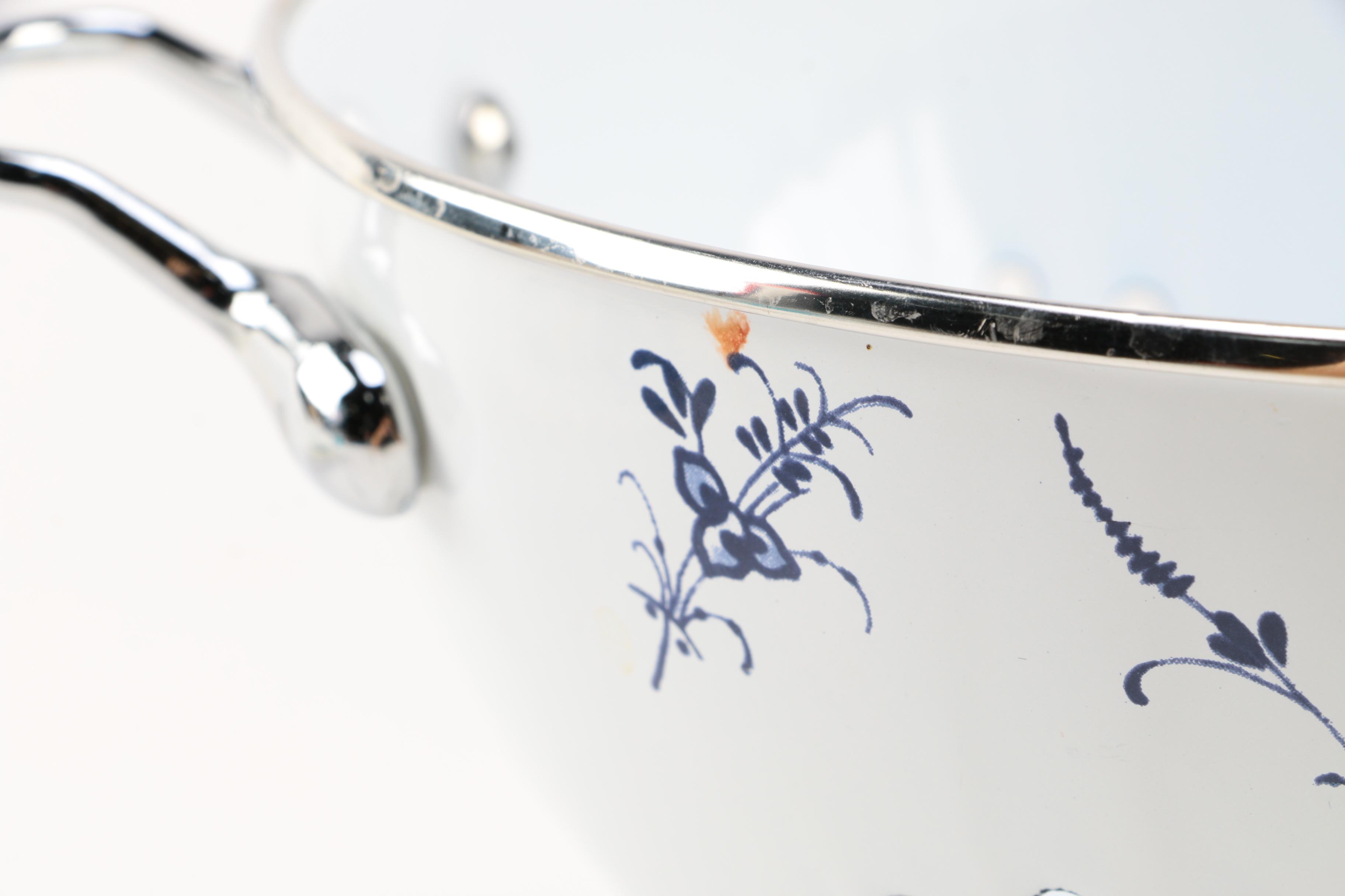 Villeroy & Boch Metal Colander and Milk Glass Refrigerator Dishes