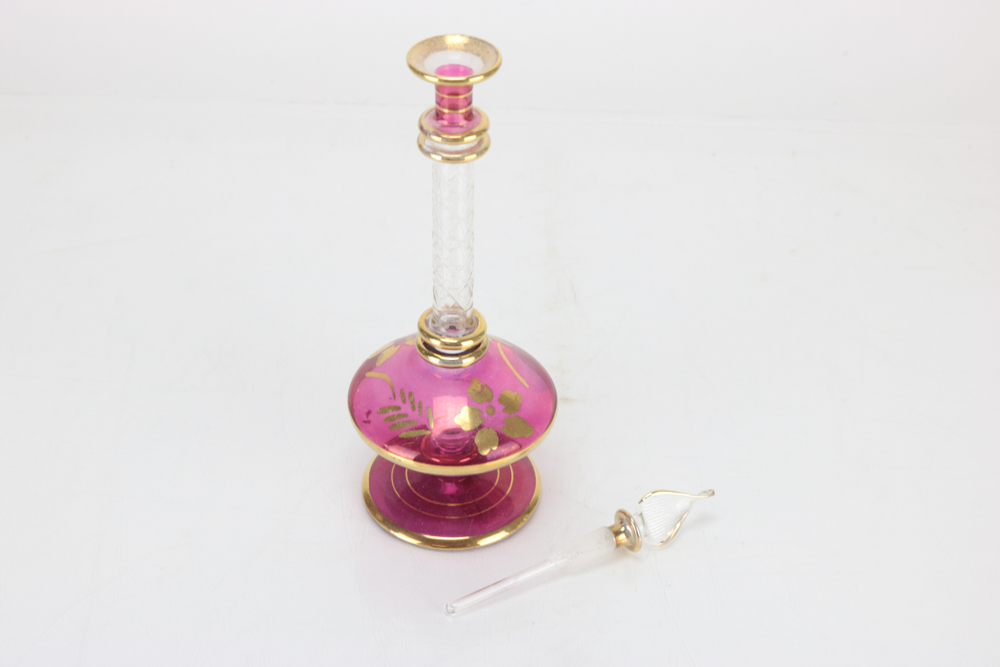 Eleven Colored Glass Perfume Bottles