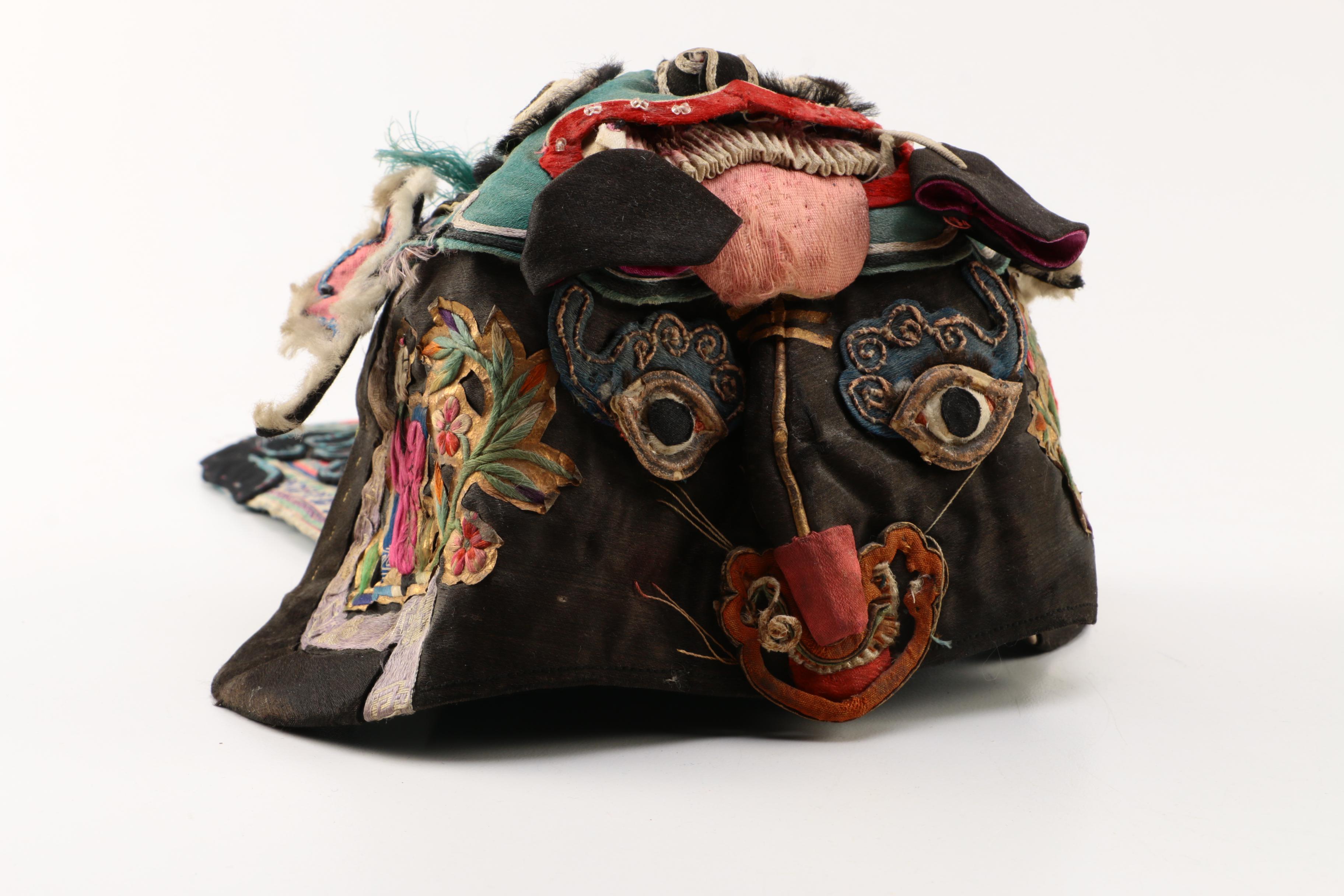 Children's Vintage Chinese Double Faced Hats with Stands