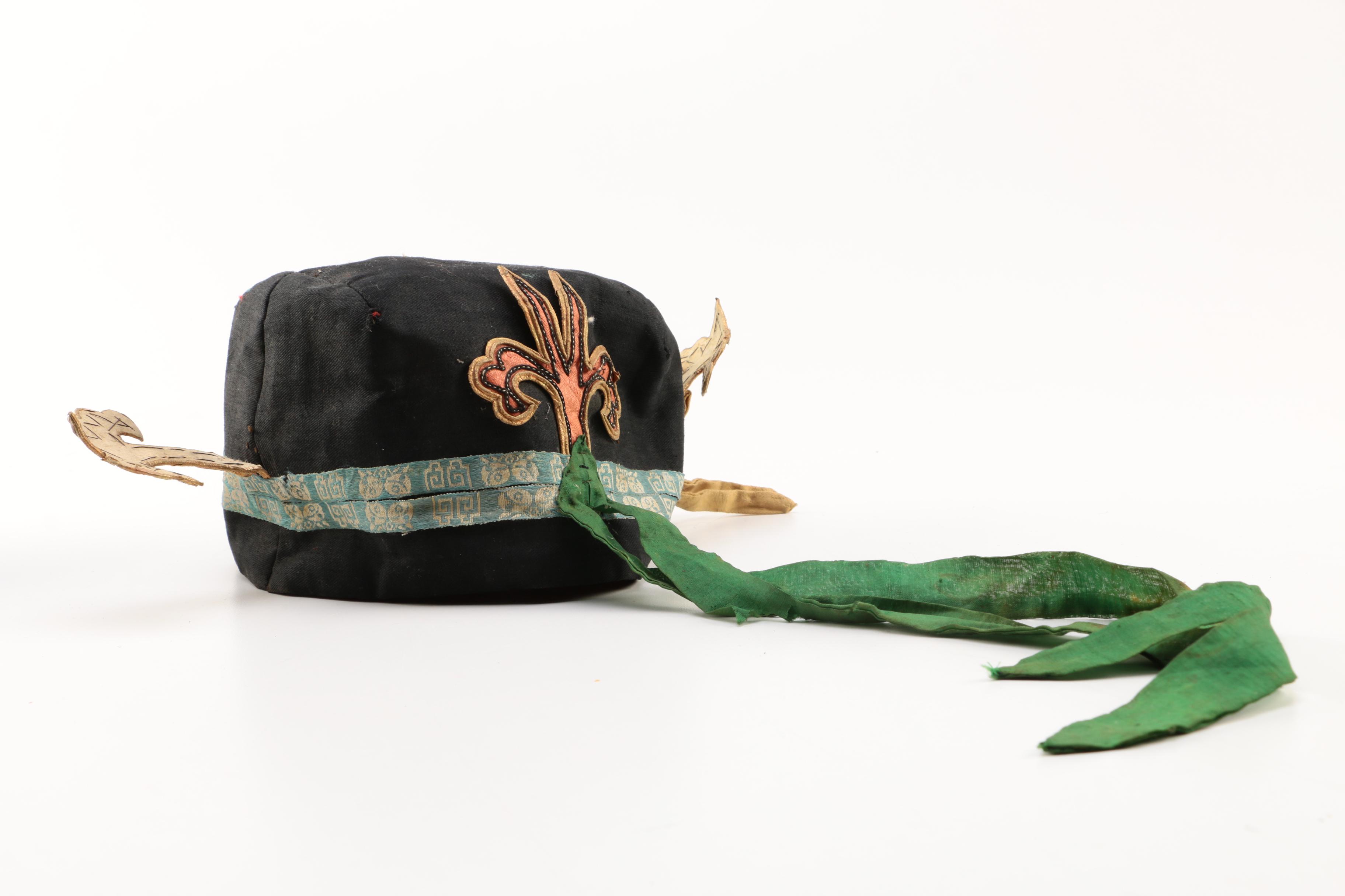 Children's Vintage Chinese Double Faced Hats with Stands