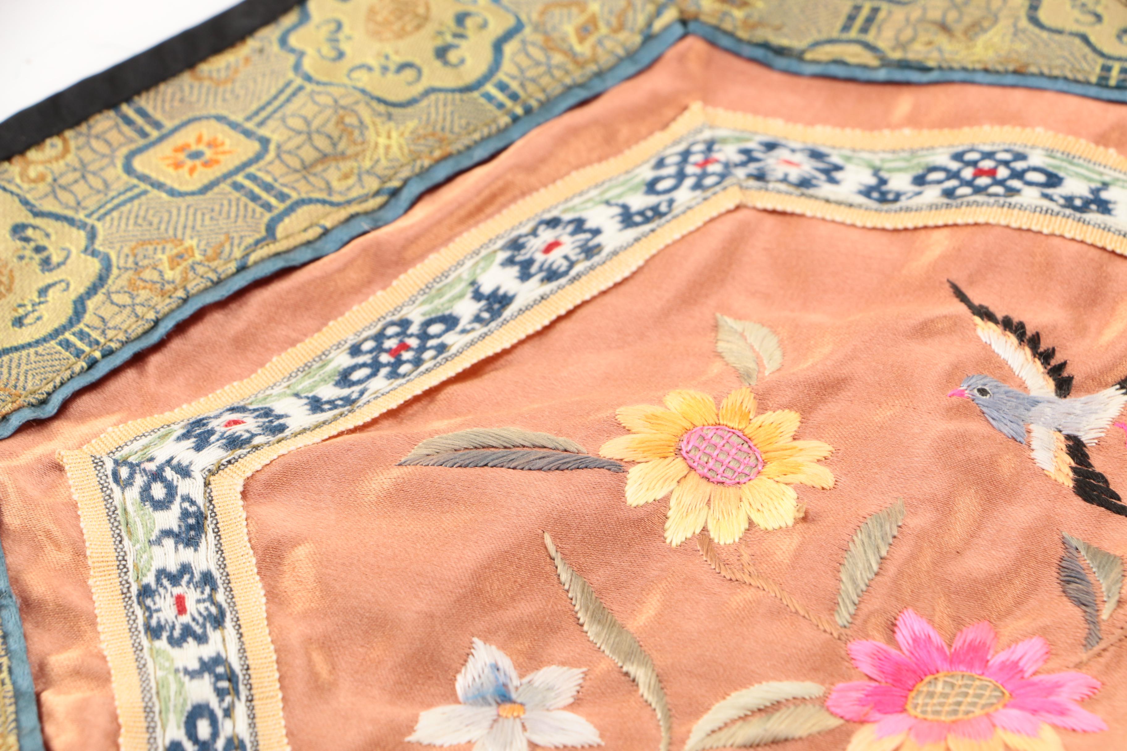 Chinese Embroidered Silk Table Accent Linen