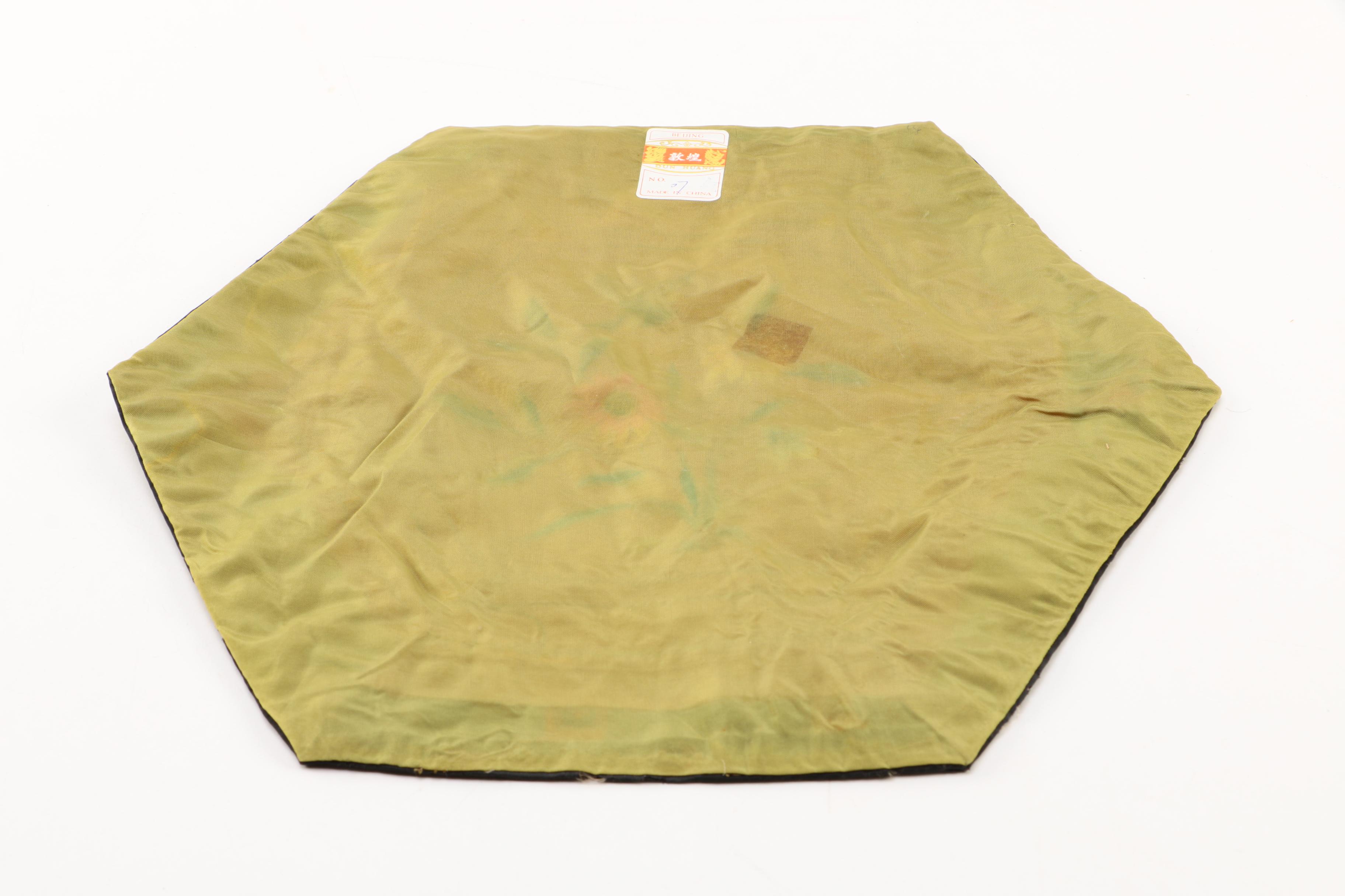 Chinese Embroidered Silk Table Accent Linen