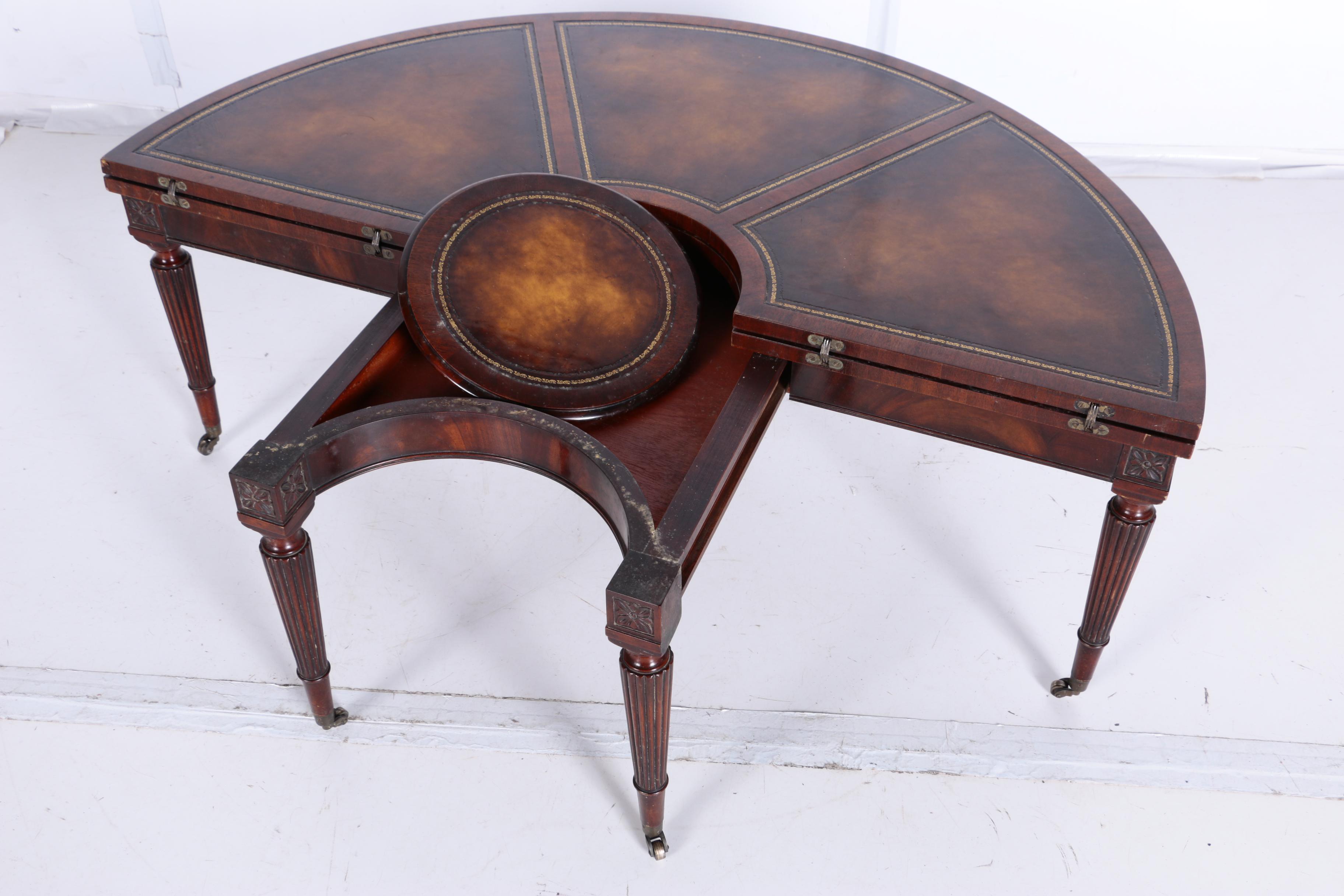 Vintage Demilune Mahogany Convertible Coffee Table by Weiman Heirloom
