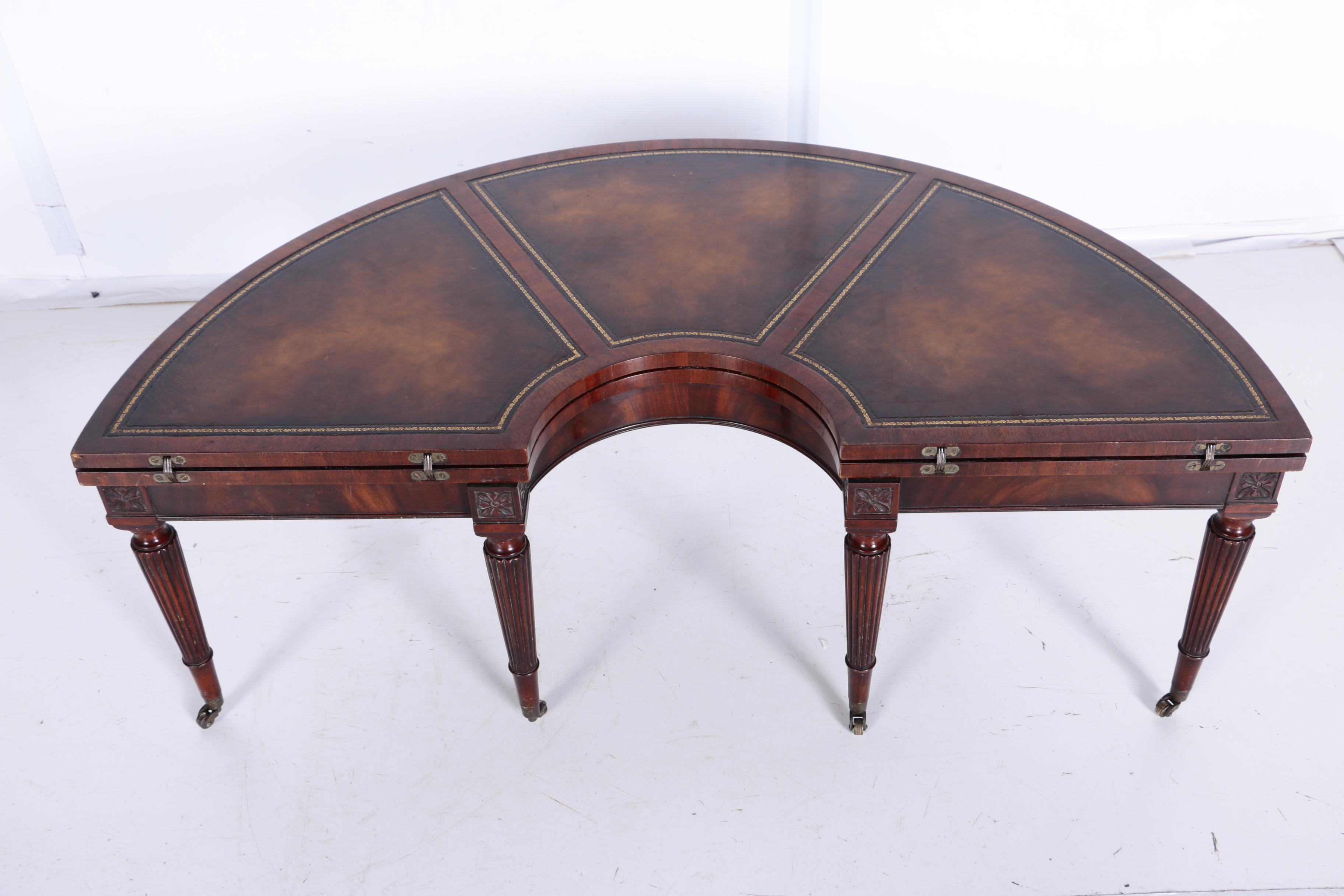 Vintage Demilune Mahogany Convertible Coffee Table by Weiman Heirloom