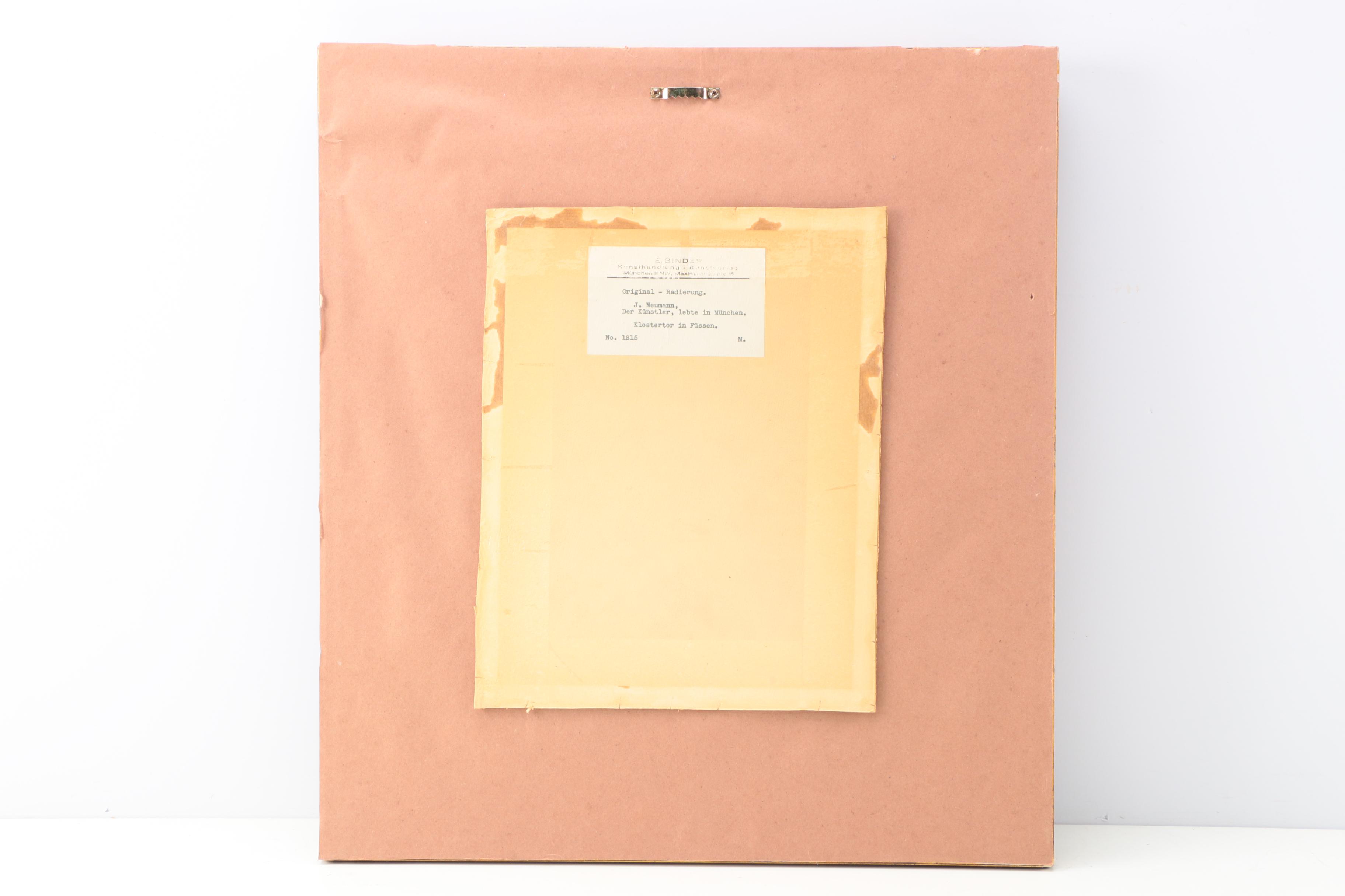 J. Neumann Etching on Paper of Historic Architecture