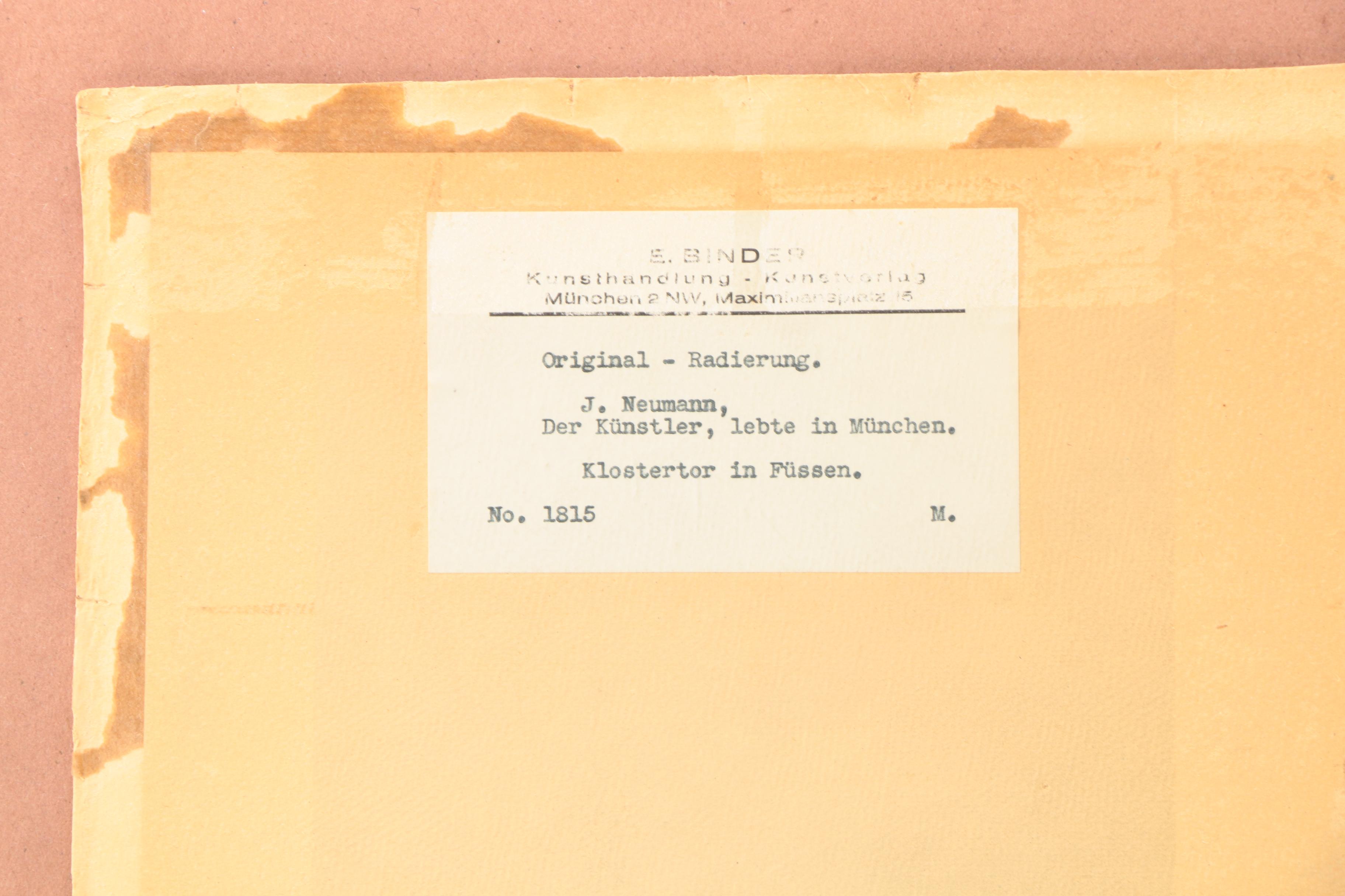 J. Neumann Etching on Paper of Historic Architecture