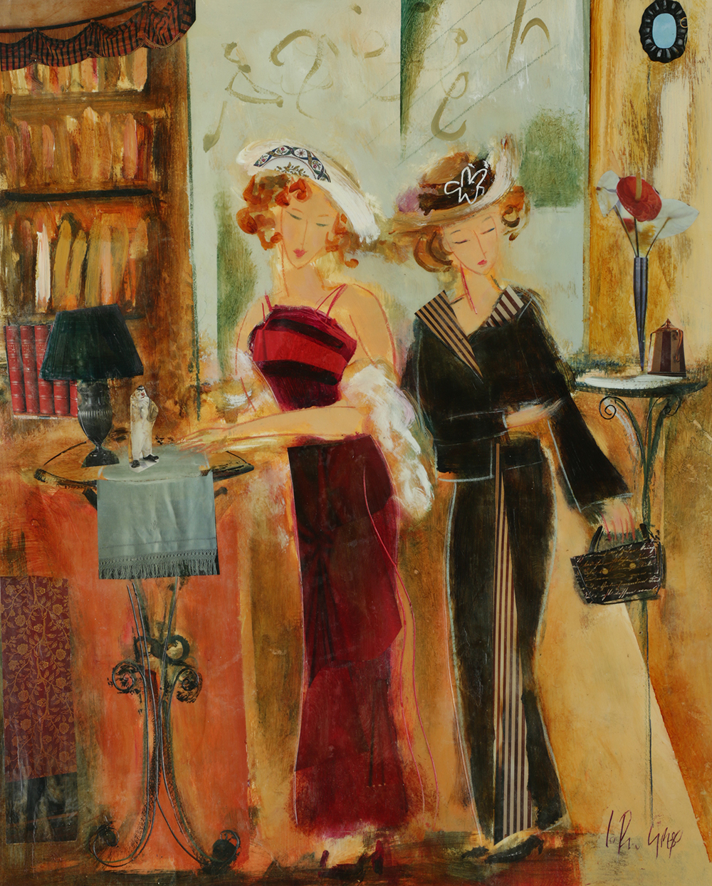 Pair of Loren Grey Signed Encaustic Collages on Paper