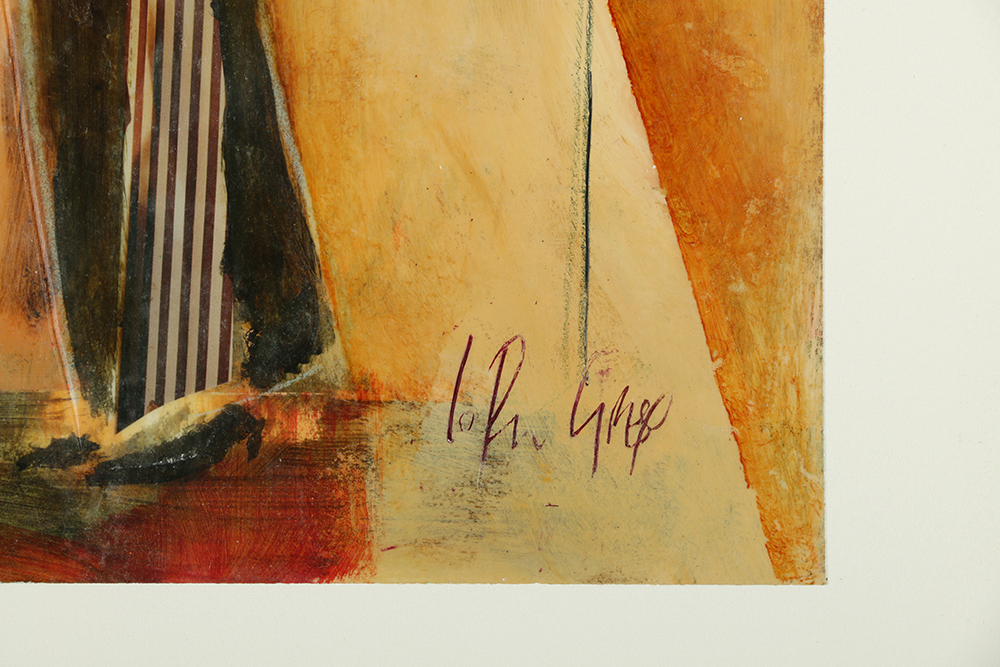 Pair of Loren Grey Signed Encaustic Collages on Paper