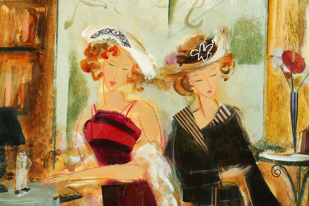 Pair of Loren Grey Signed Encaustic Collages on Paper