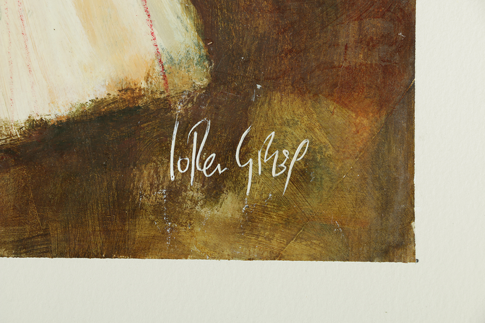 Pair of Loren Grey Signed Encaustic Collages on Paper