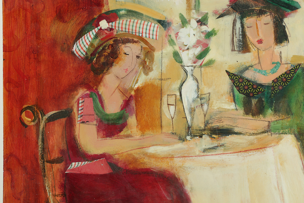 Pair of Loren Grey Signed Encaustic Collages on Paper