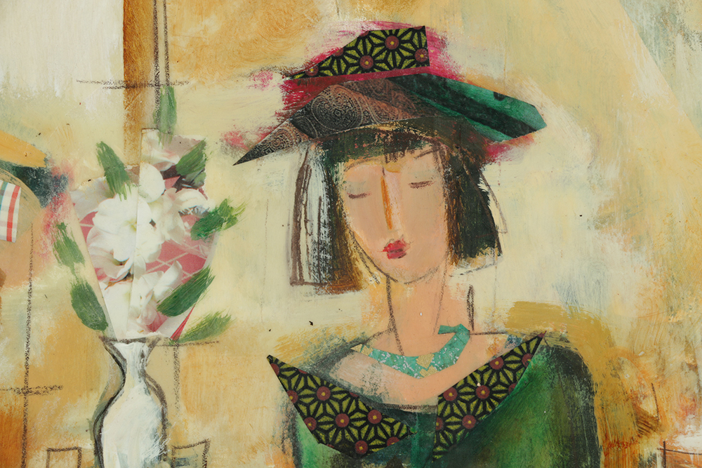 Pair of Loren Grey Signed Encaustic Collages on Paper