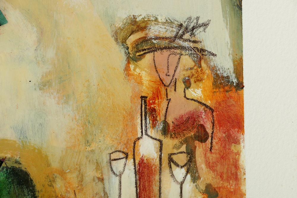 Pair of Loren Grey Signed Encaustic Collages on Paper