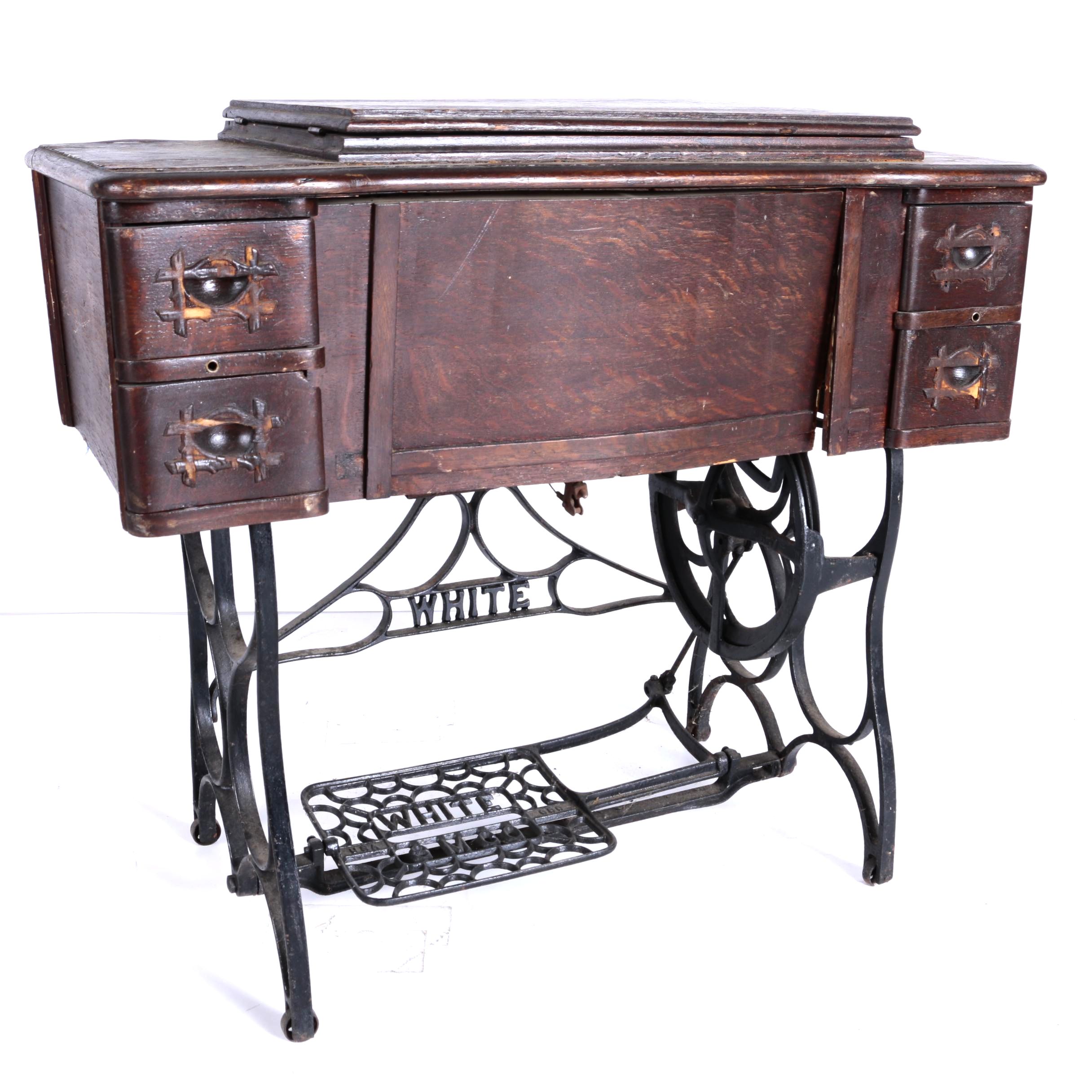 White Treadle Sewing Machine Table