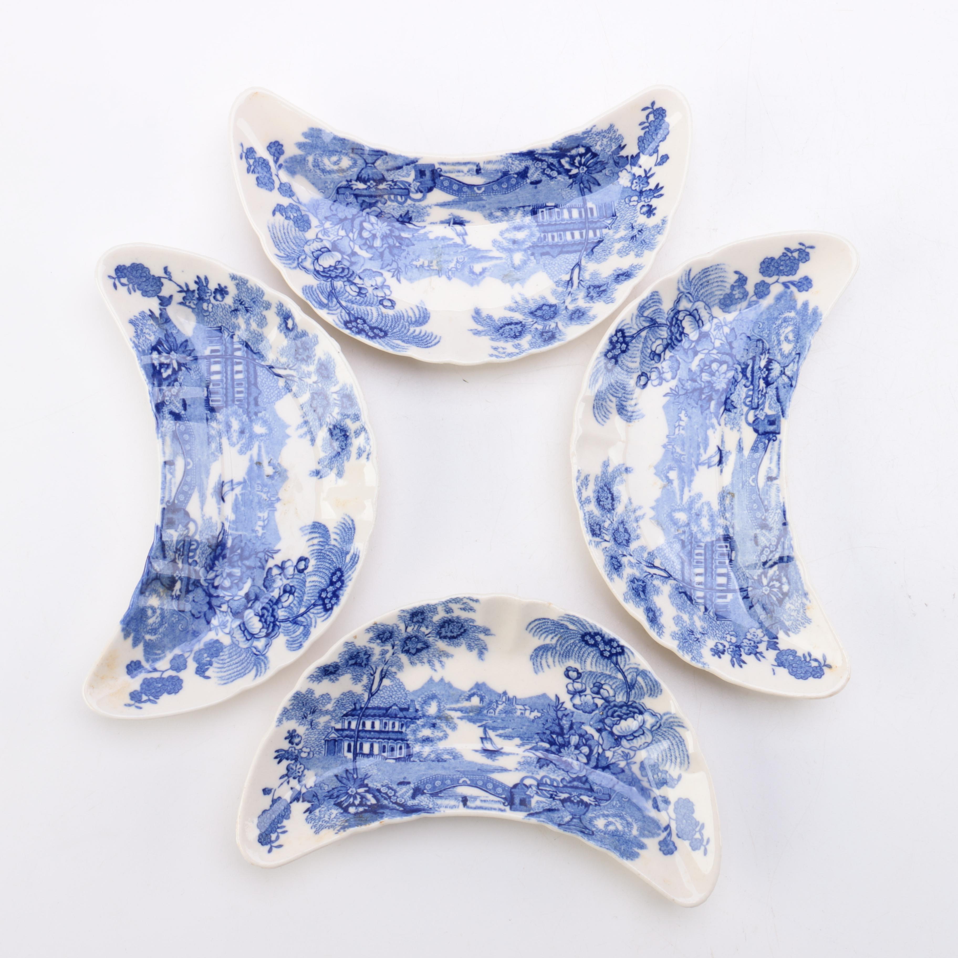 Blue Transferware Bone Dishes