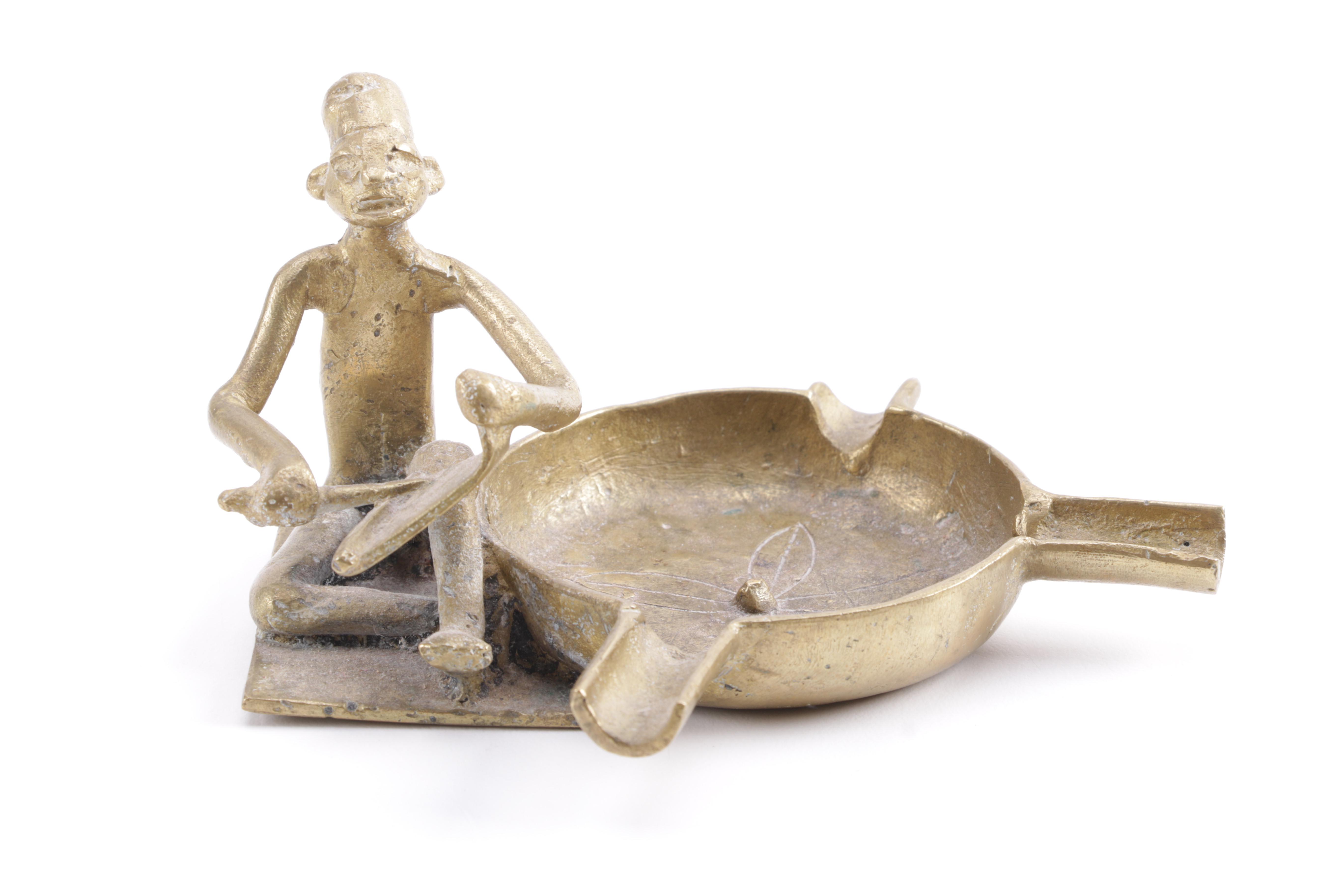 Mali Brass Sculptural Ash Receiver and Incense Holder