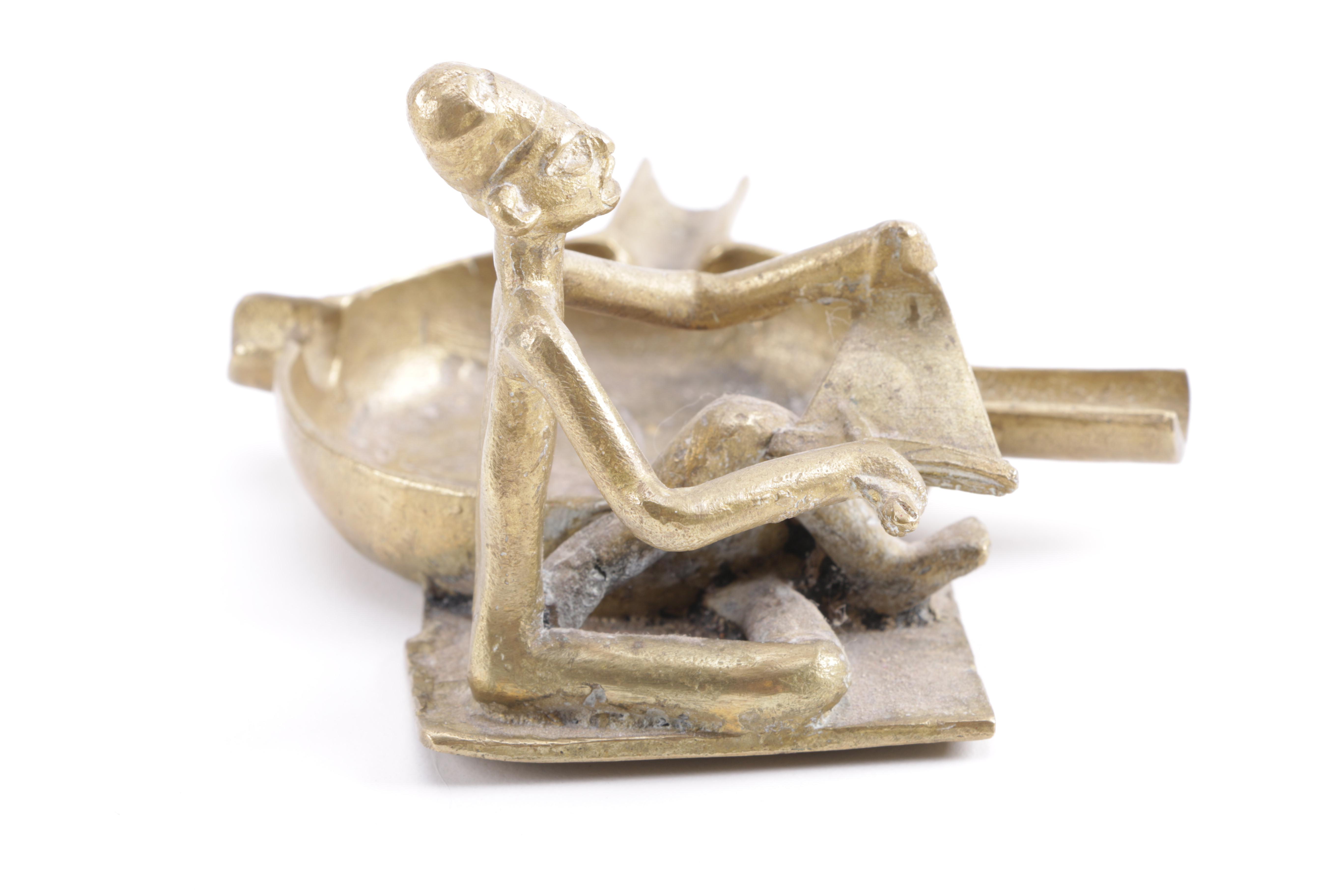 Mali Brass Sculptural Ash Receiver and Incense Holder