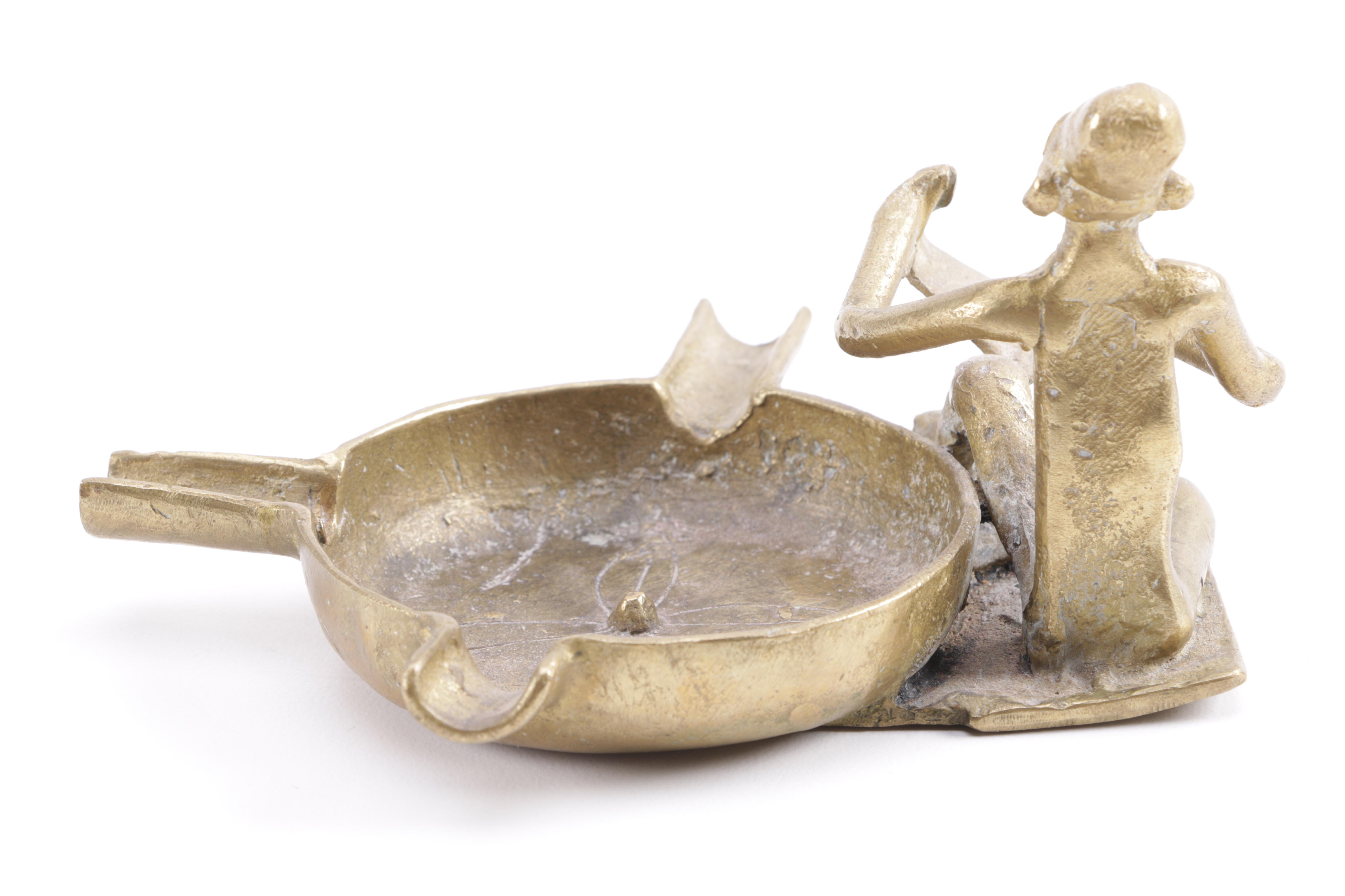 Mali Brass Sculptural Ash Receiver and Incense Holder