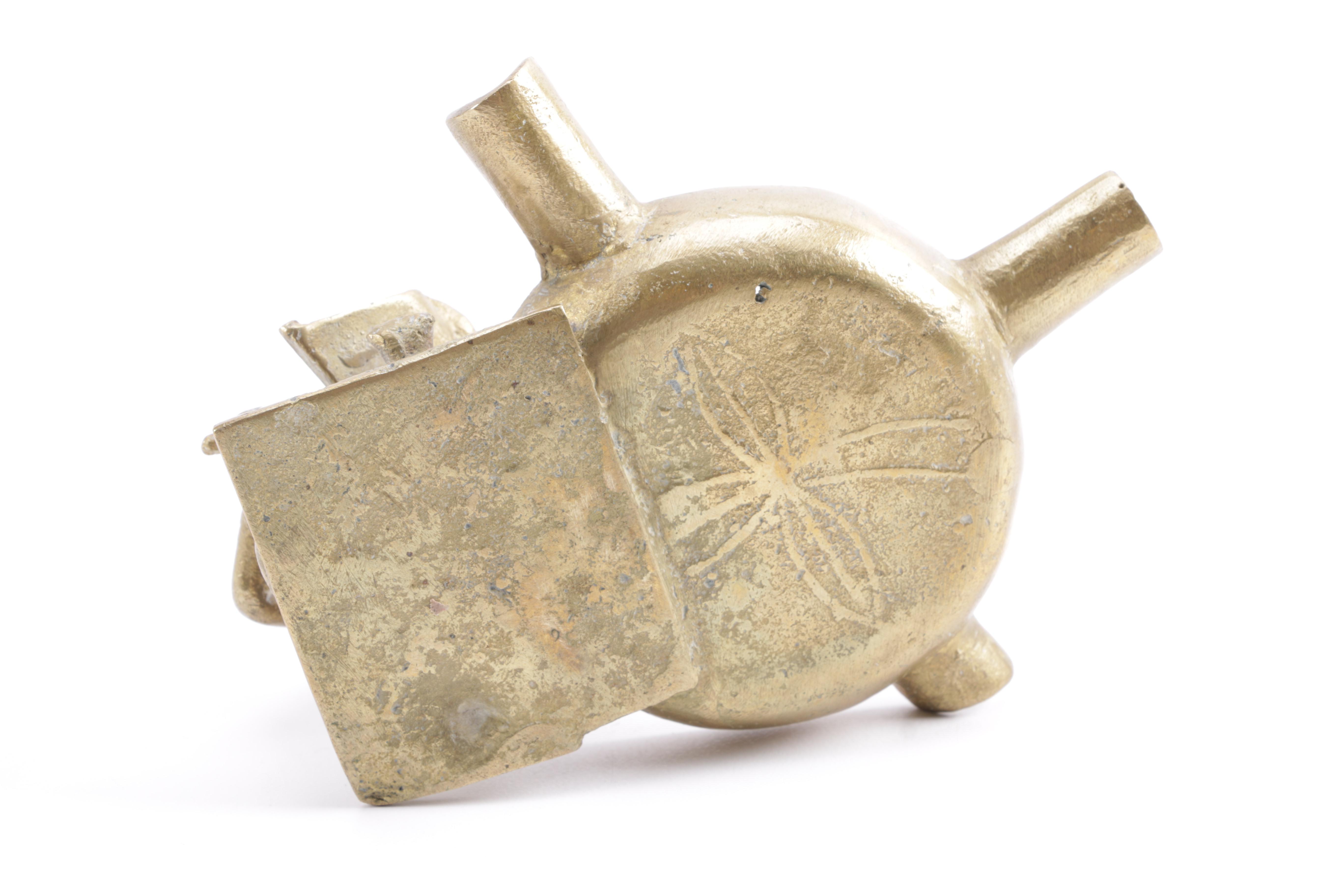 Mali Brass Sculptural Ash Receiver and Incense Holder