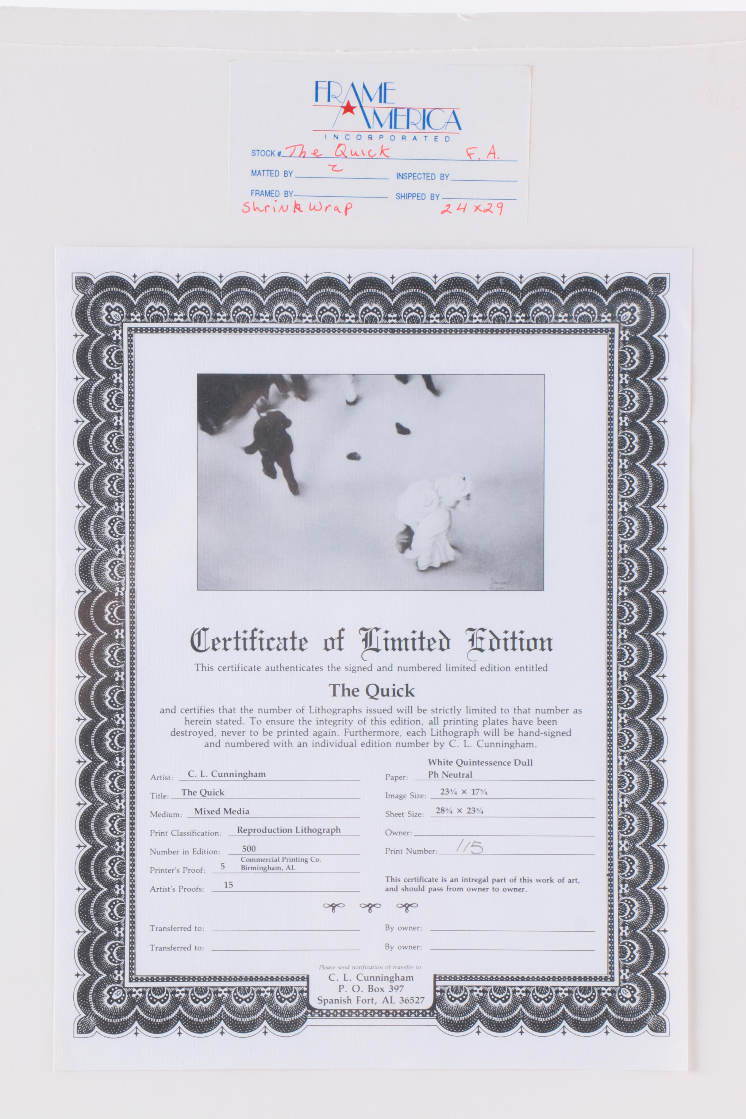 C.L. Cunningham Limited Edition Offset Lithograph "The Quick"