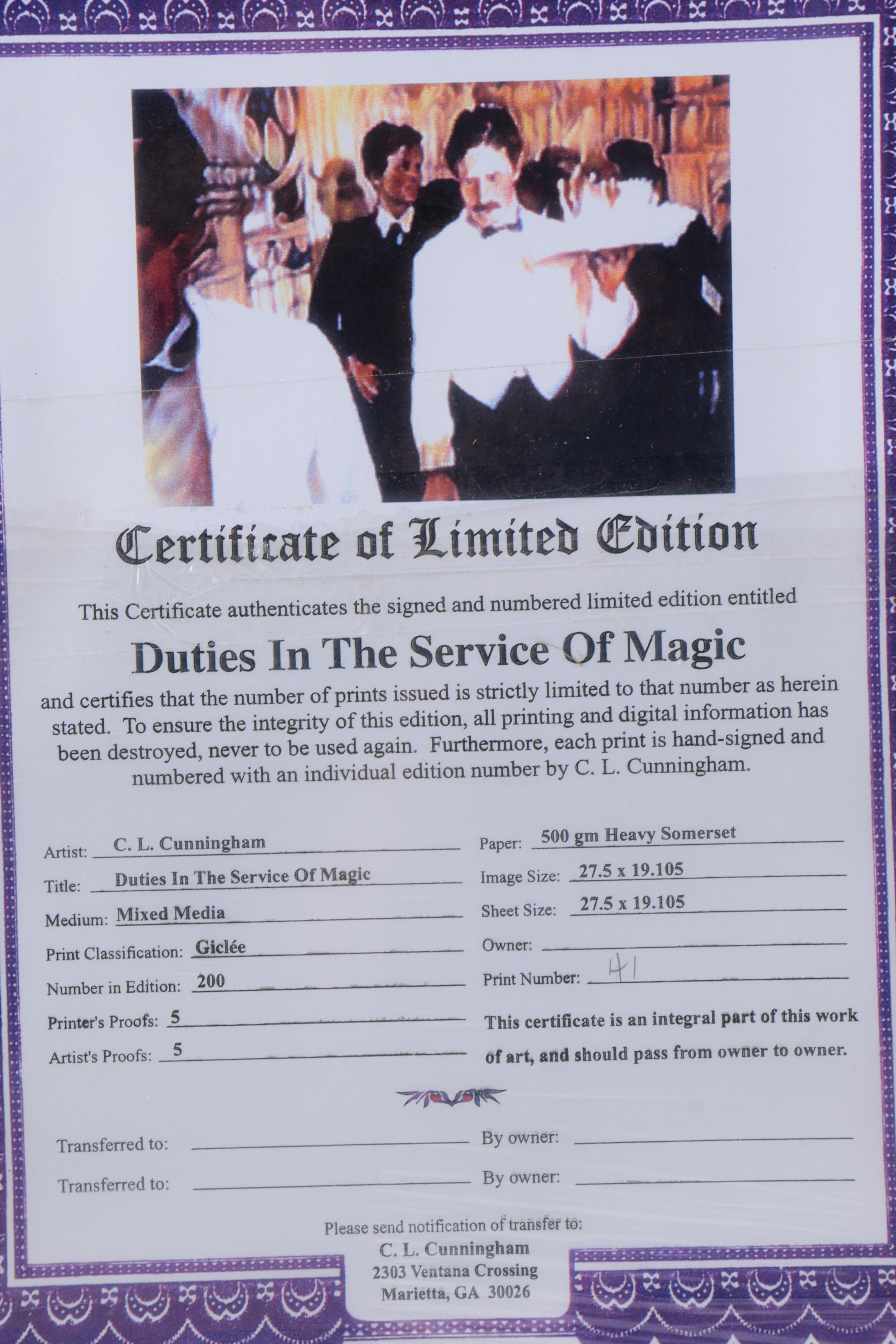 C.L. Cunningham Limited Edition Giclee "Duties in the Service of Magic"