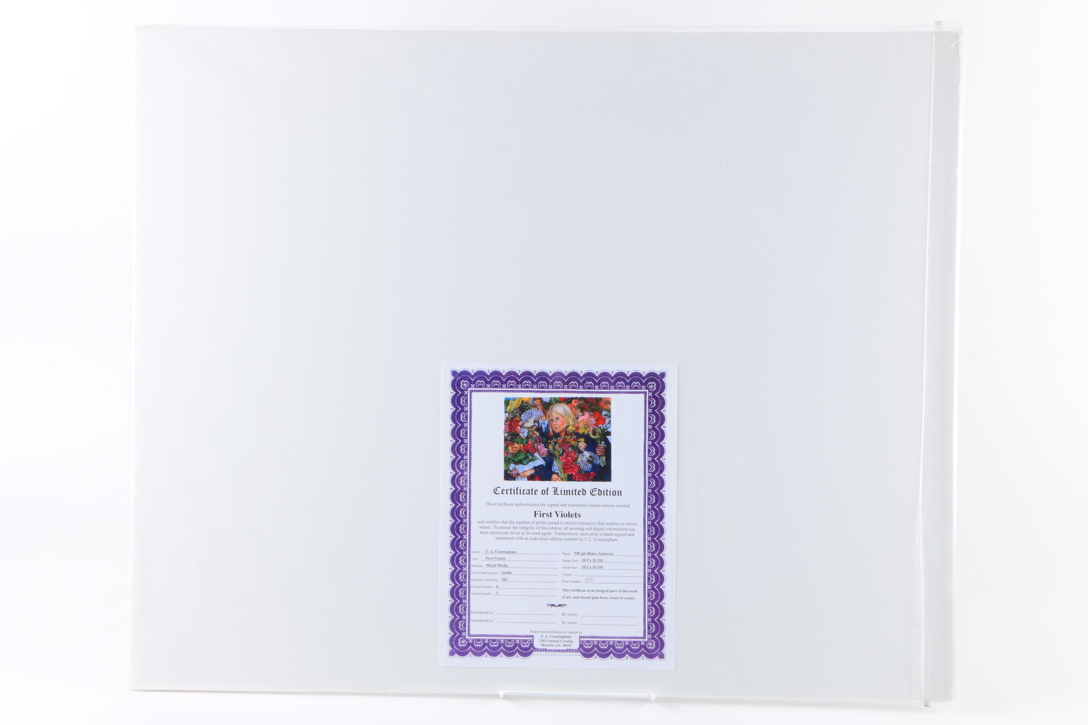 C.L. Cunningham Signed Limited Edition Giclee on Somerset "First Violets"