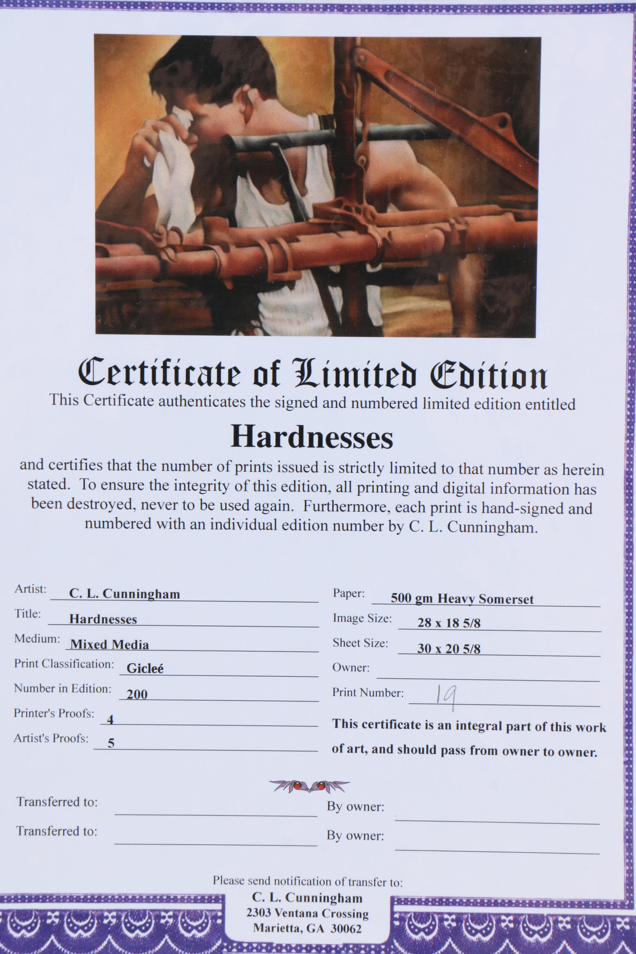 C.L. Cunningham Limited Edition Giclee Print "Hardnesses"