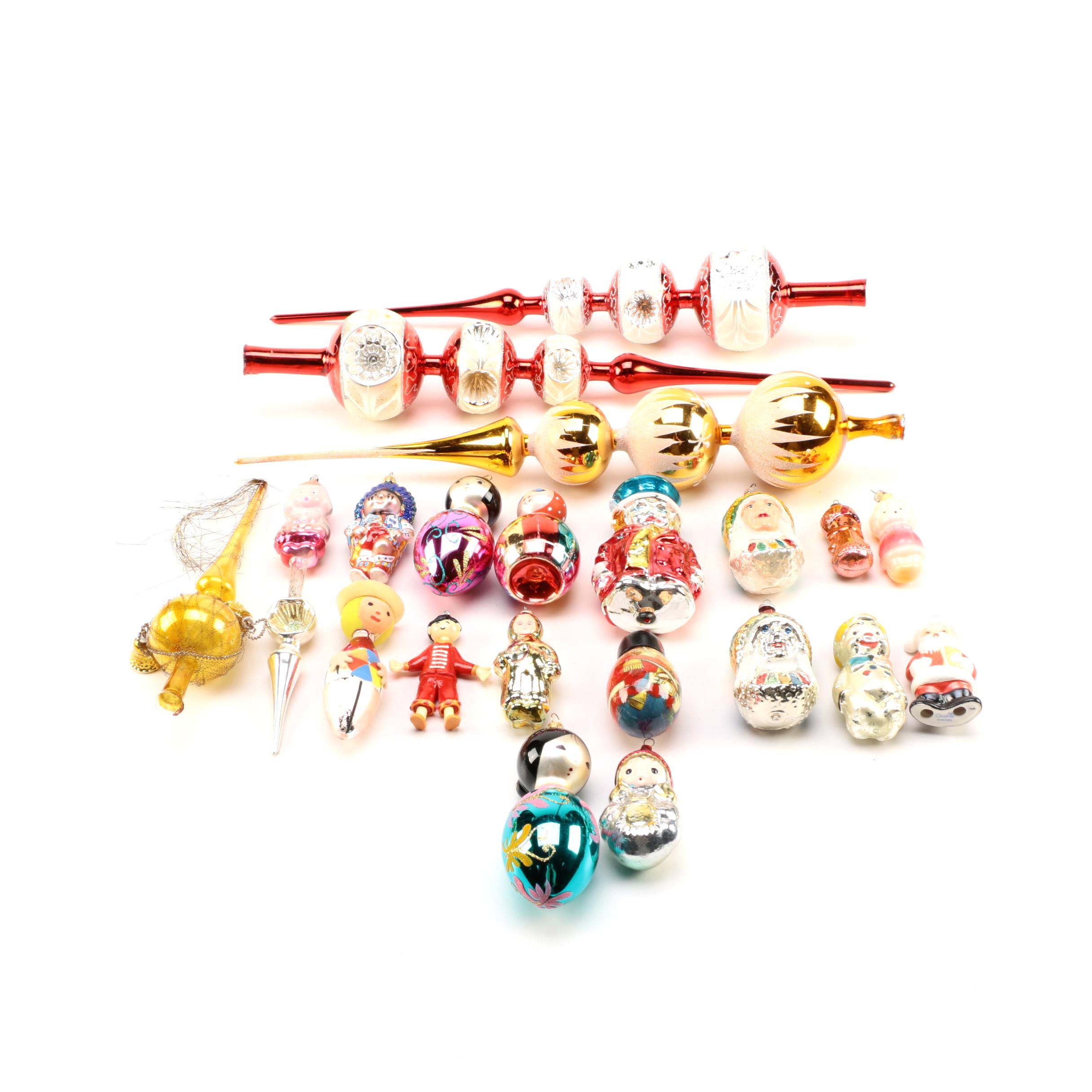 A Collection of Vintage 'Shiny Brite'-Style Tree Ornaments