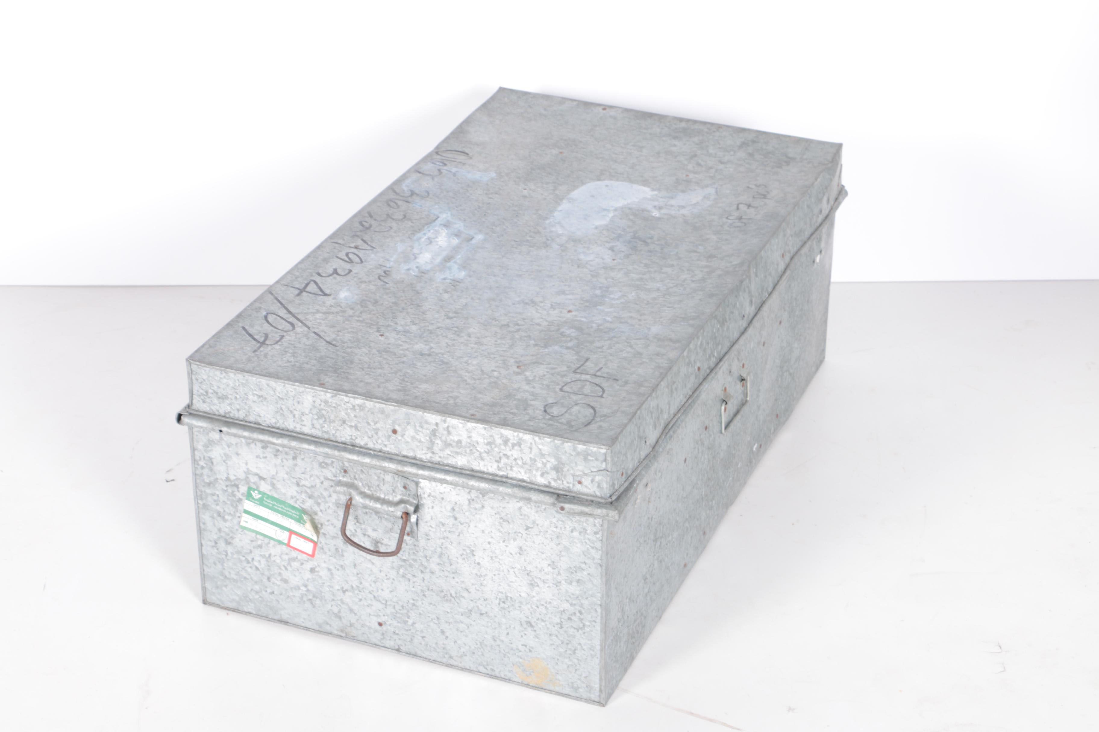 Two Large Galvanized Steel Storage Trunks