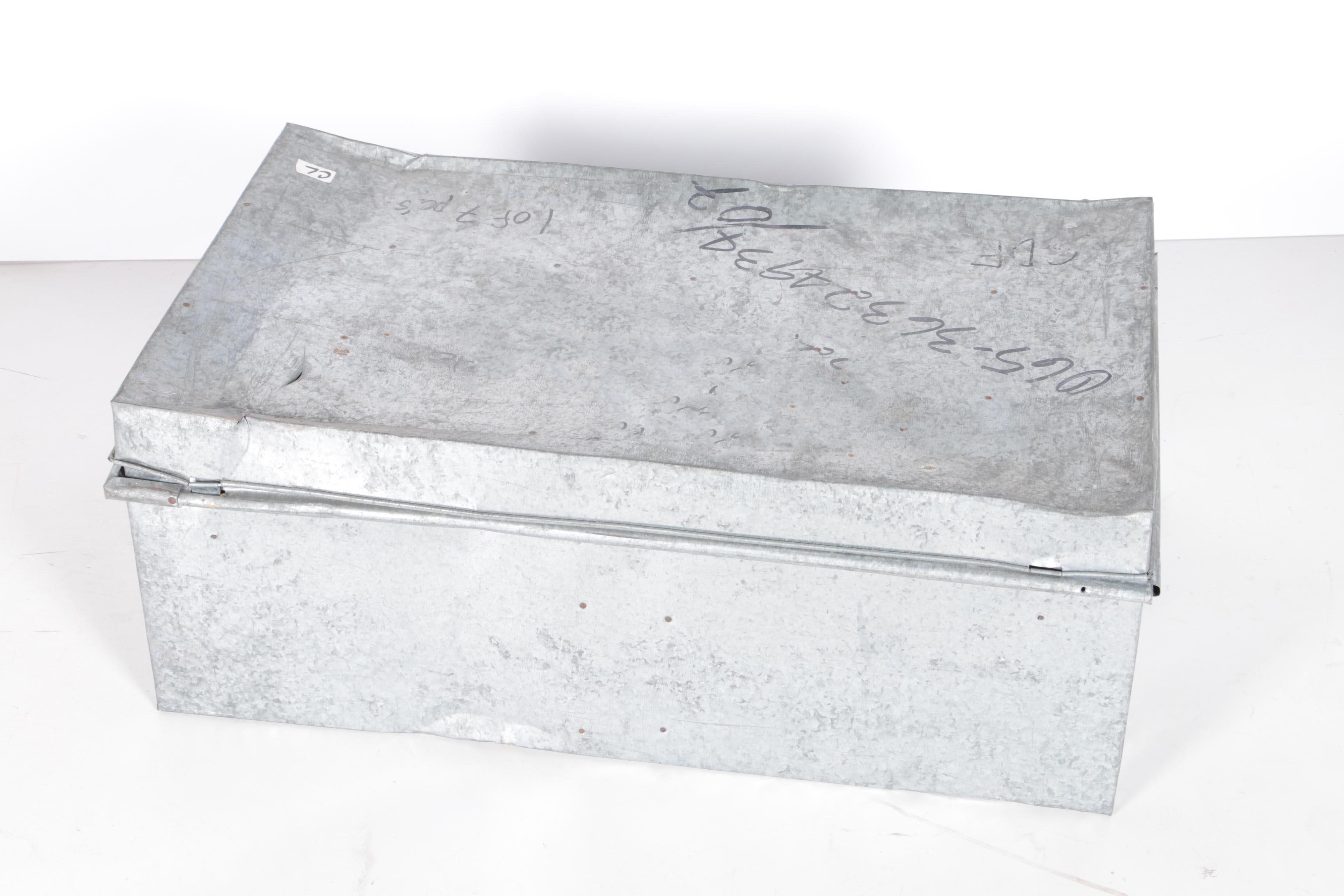 Two Large Galvanized Steel Storage Trunks