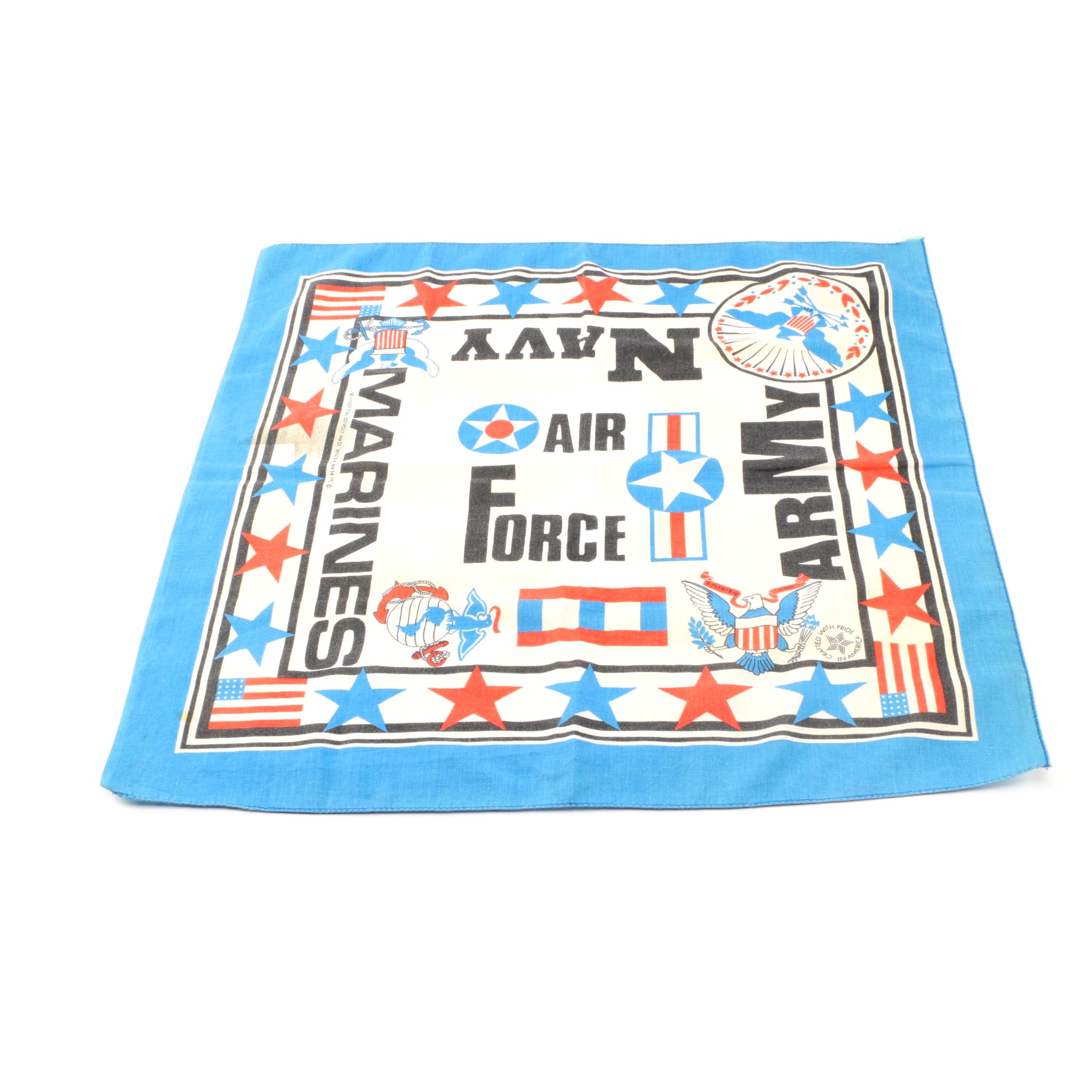 Vintage Red, White, and Blue Military Handkerchief