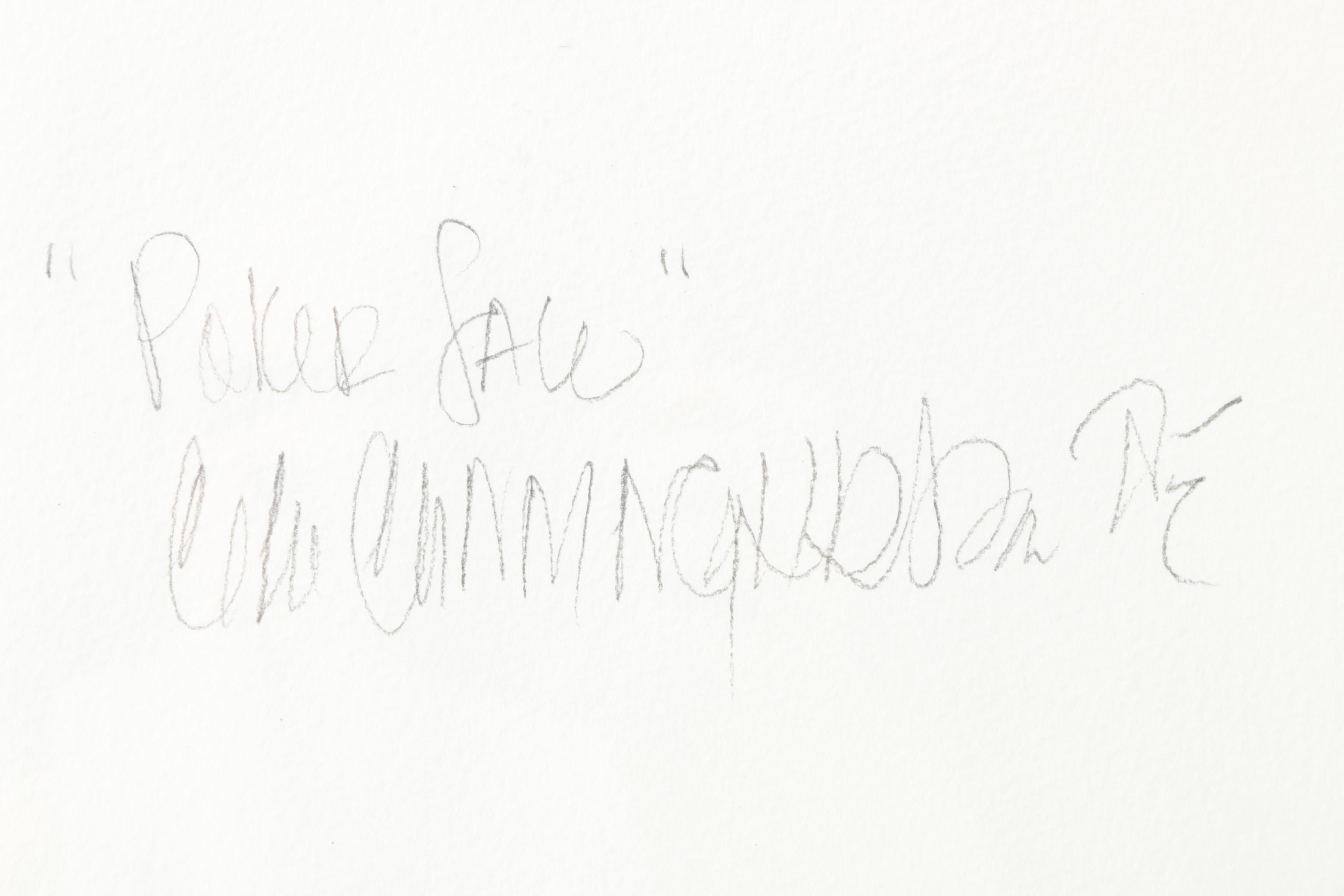 C.L. Cunningham Watercolor and Ink Mixed Media on Paper "Poker Face"