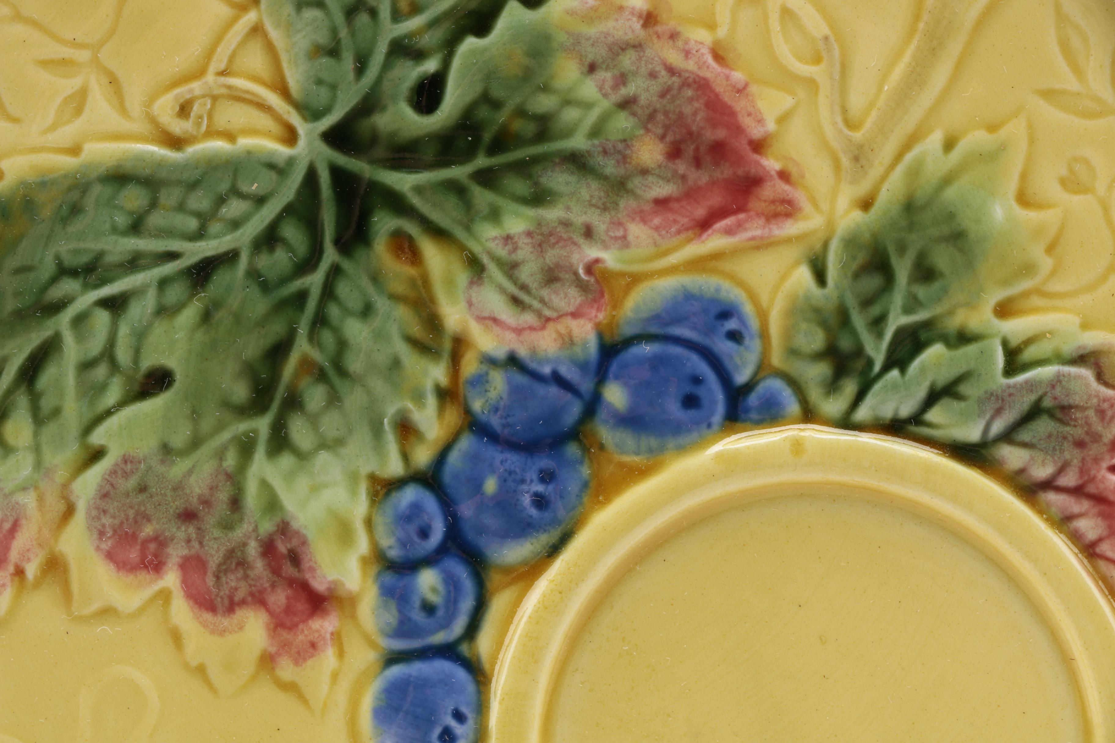 German Majolica Black Forest Art Pottery Luncheon Plates and Cups