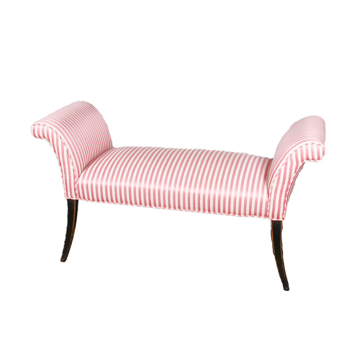 Vintage Pink and White Striped Settee Bench