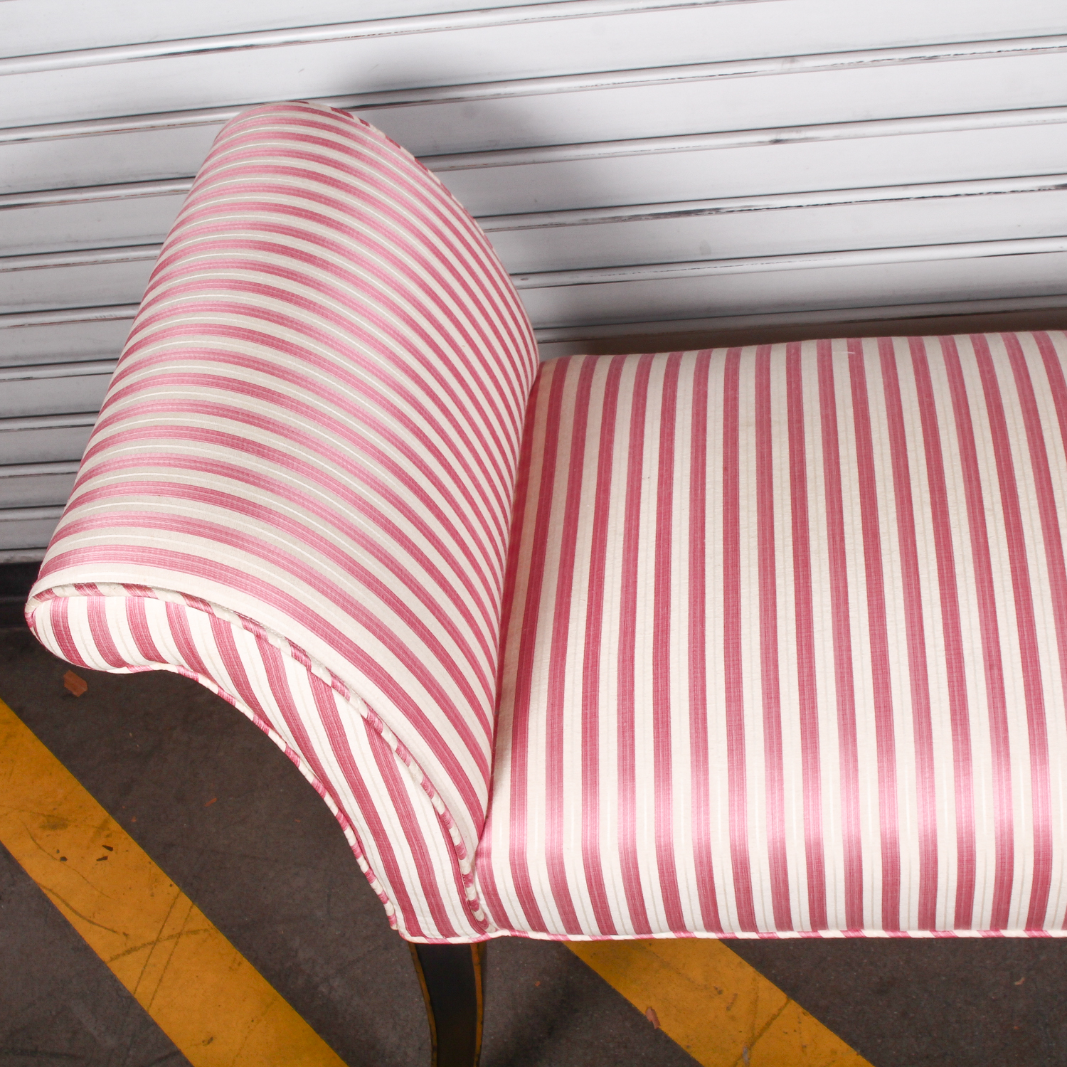 Vintage Pink and White Striped Settee Bench