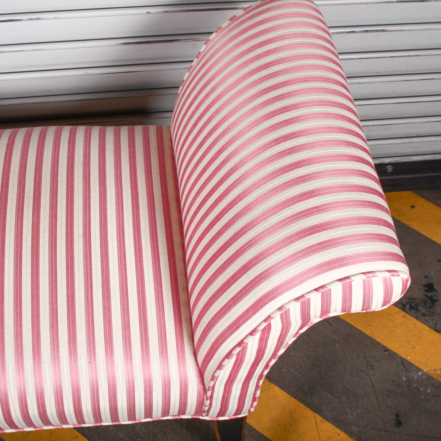 Vintage Pink and White Striped Settee Bench