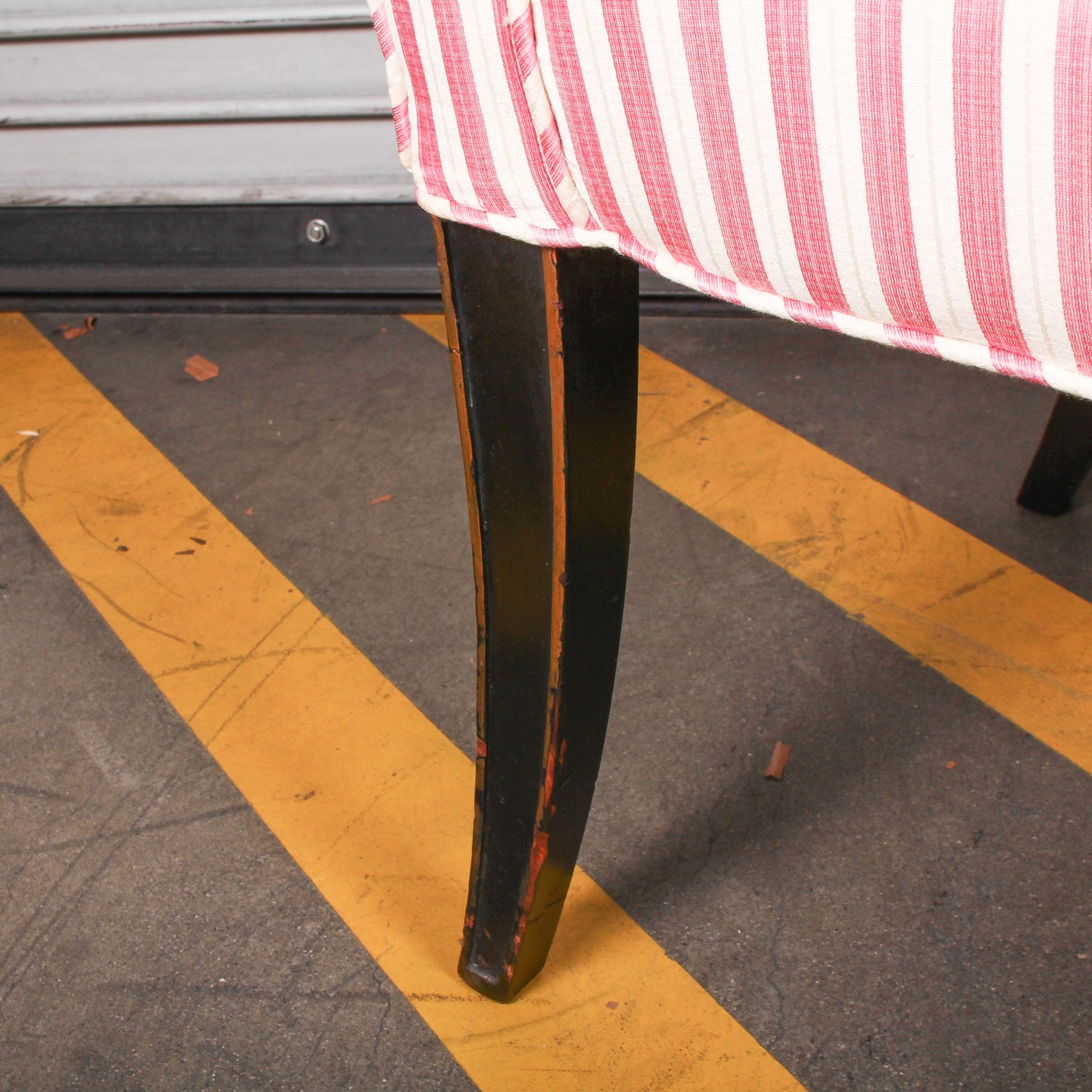 Vintage Pink and White Striped Settee Bench