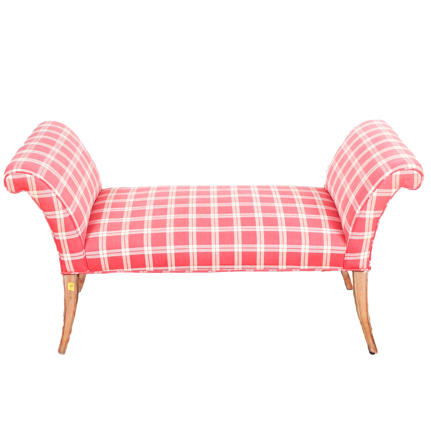 Vintage Red and White Plaid Settee Bench