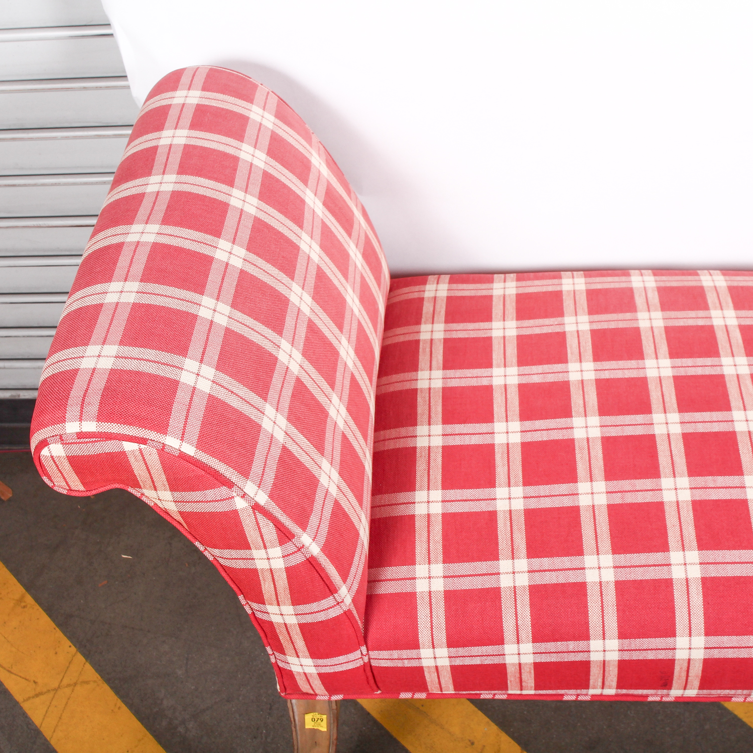 Vintage Red and White Plaid Settee Bench