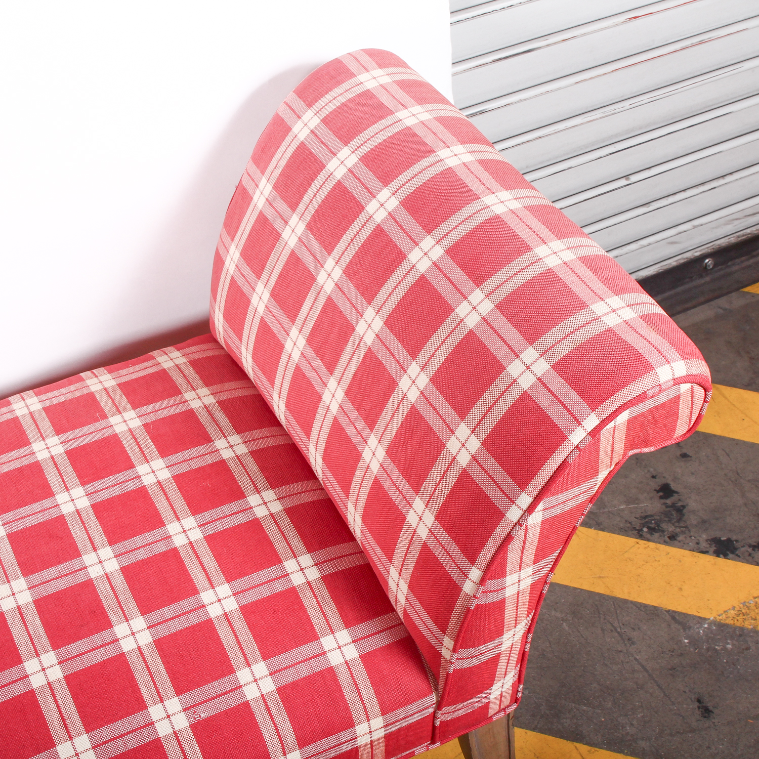 Vintage Red and White Plaid Settee Bench