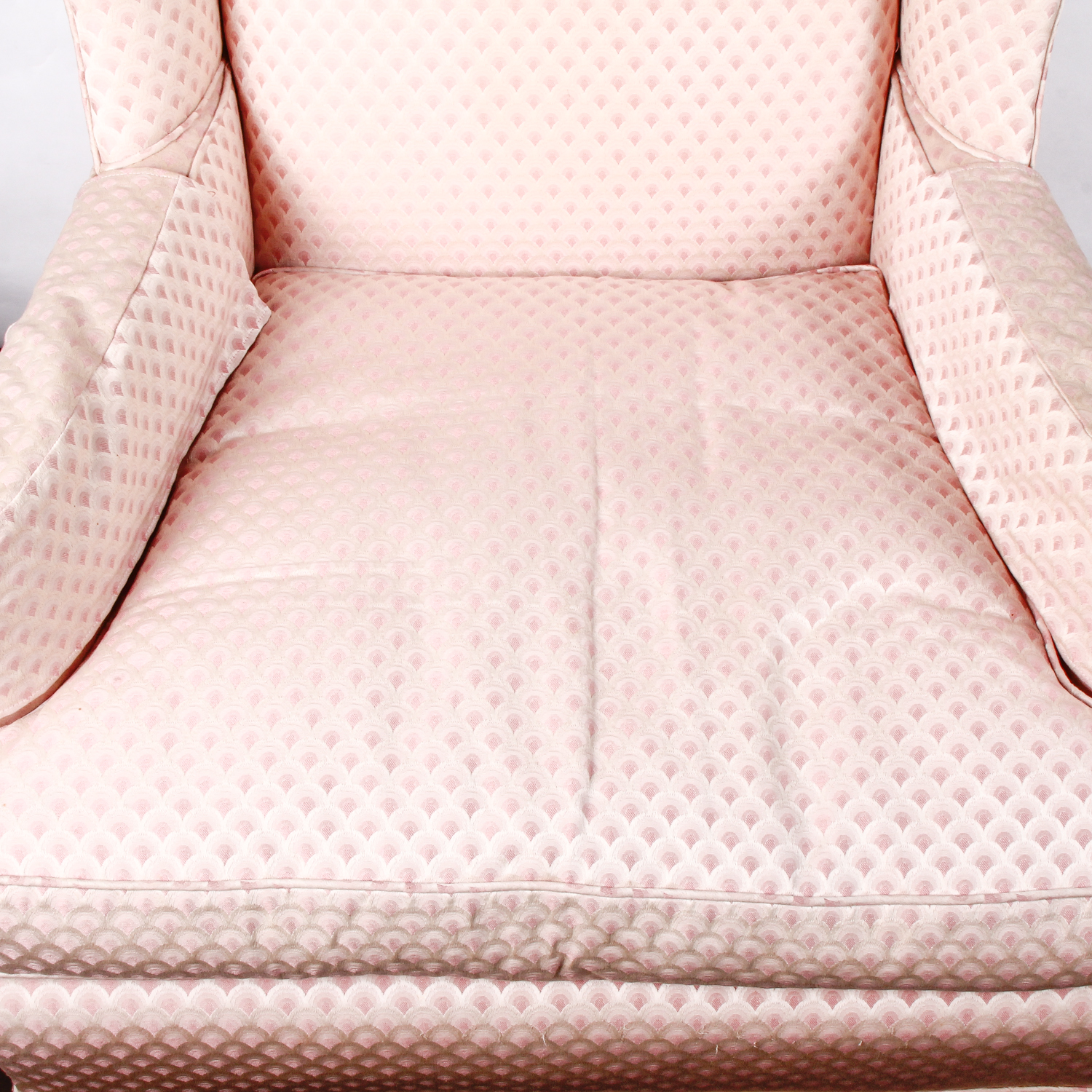 Vintage Pink Wingback Chair with Carved Feet