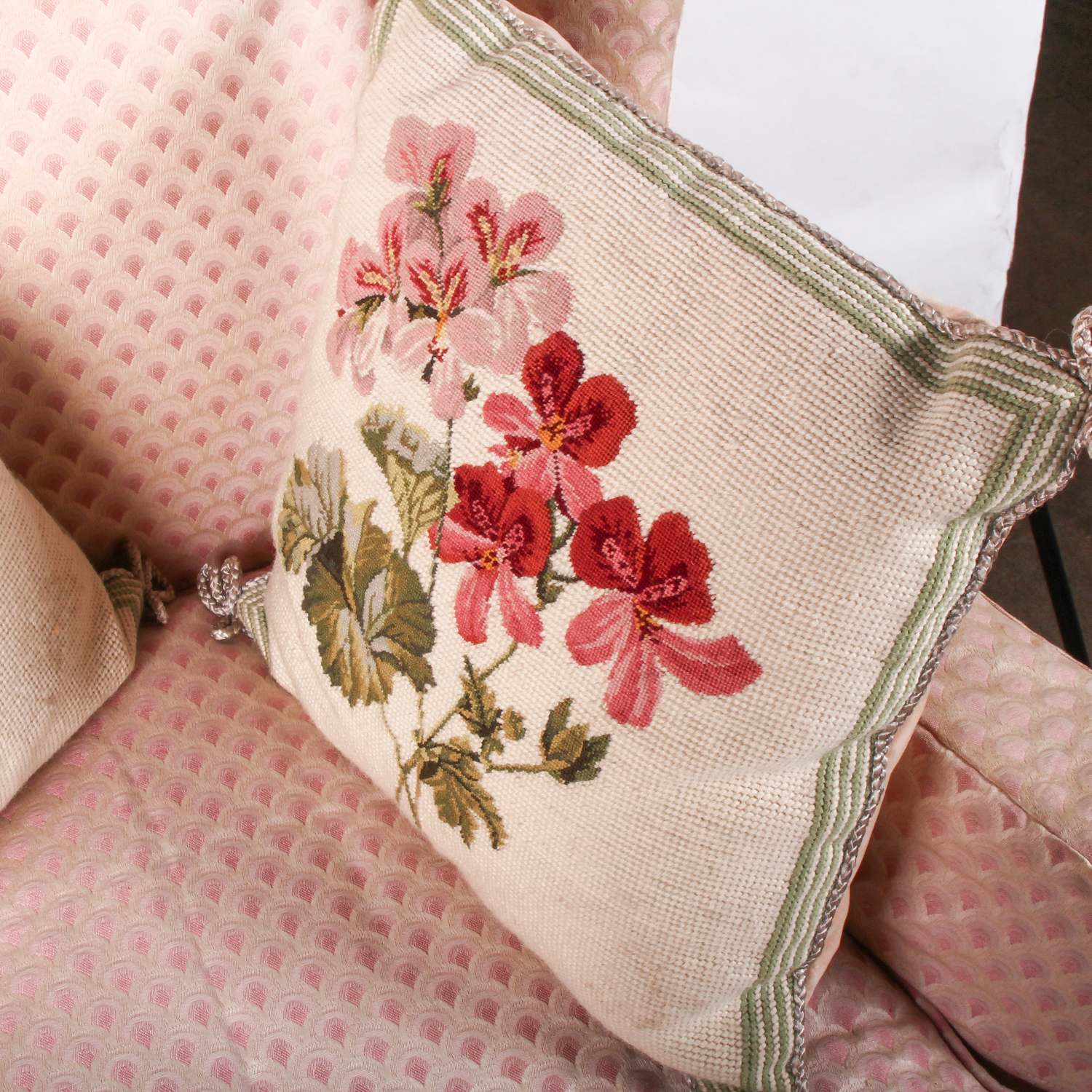 Vintage Pink Wingback Chair with Carved Feet