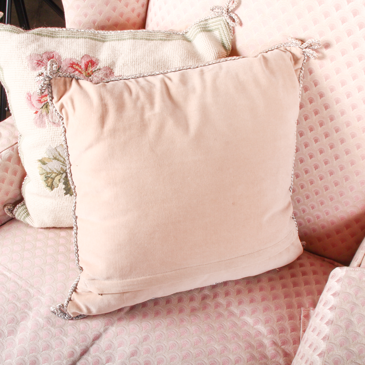 Vintage Pink Wingback Chair with Carved Feet