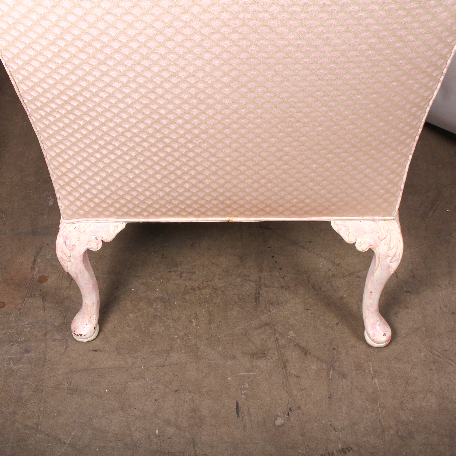 Vintage Pink Wingback Chair with Carved Feet