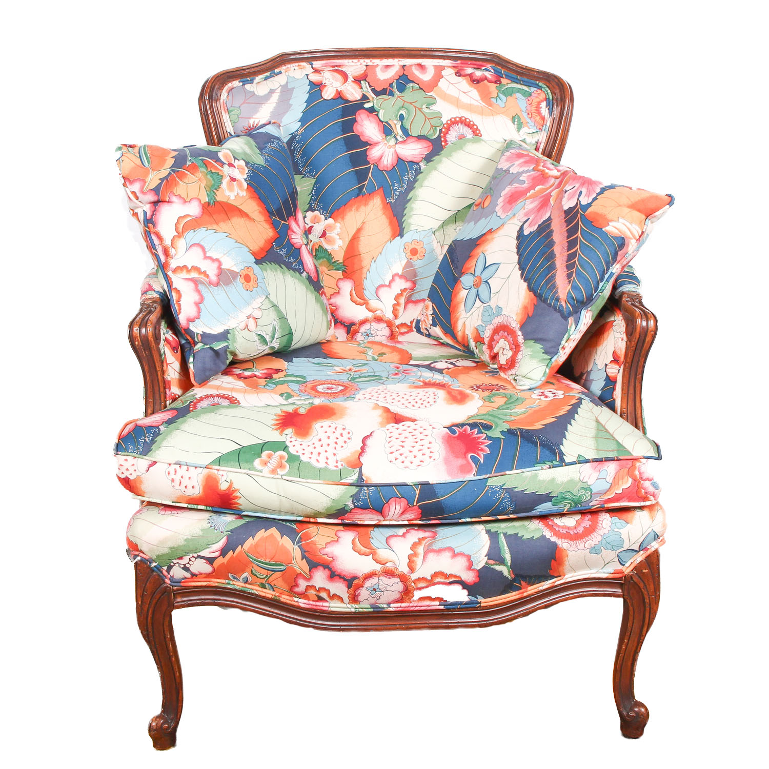 Vintage Floral Arm Chair with Matching Pillows