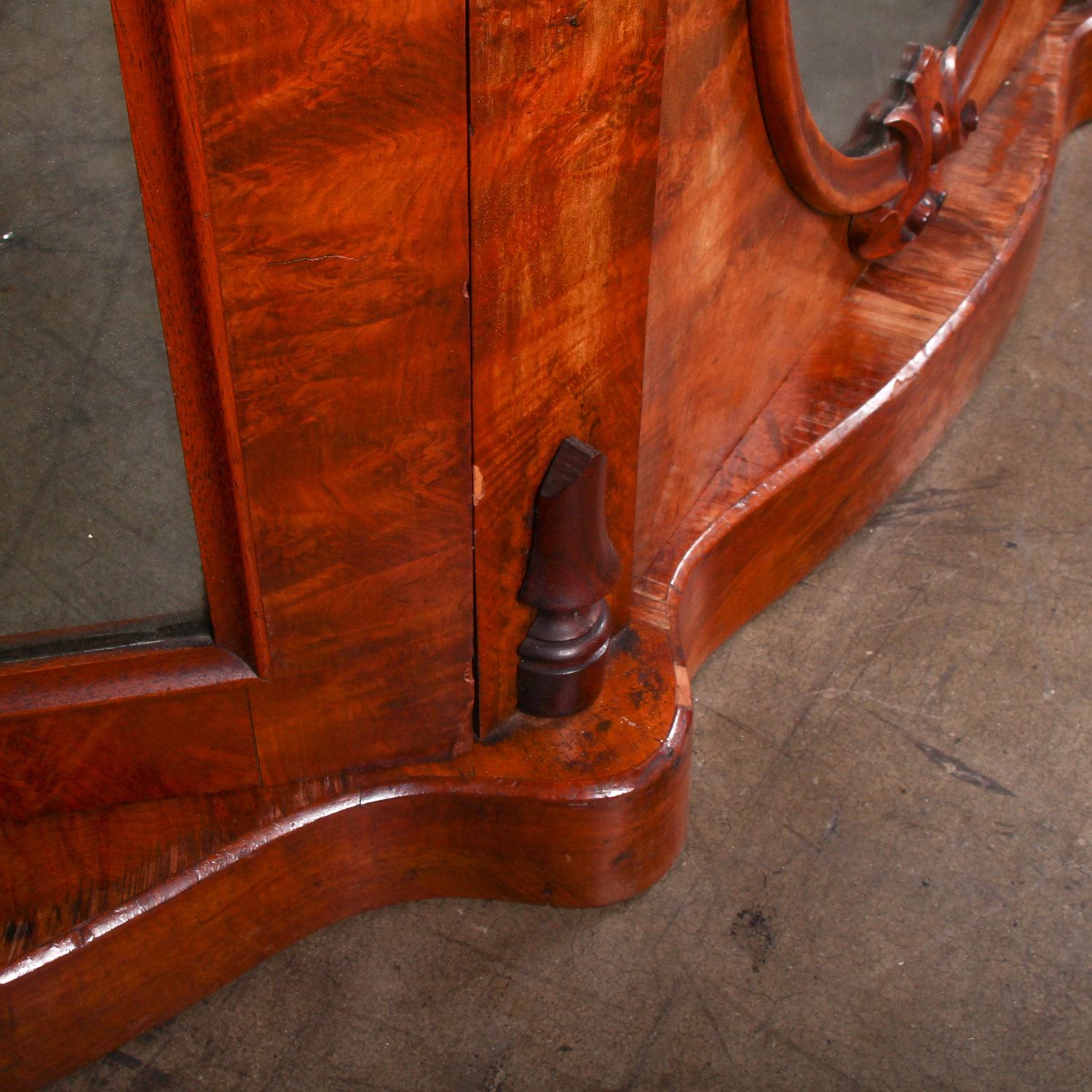 Antique Marble Top Credenza with Mirrored Front