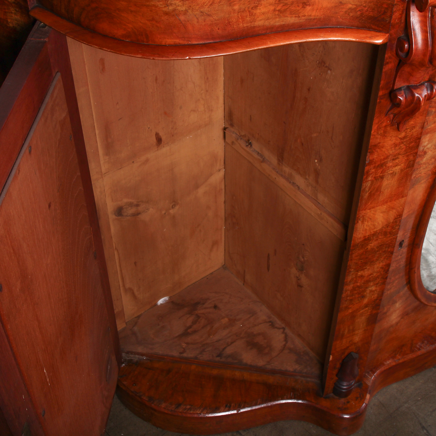Antique Marble Top Credenza with Mirrored Front